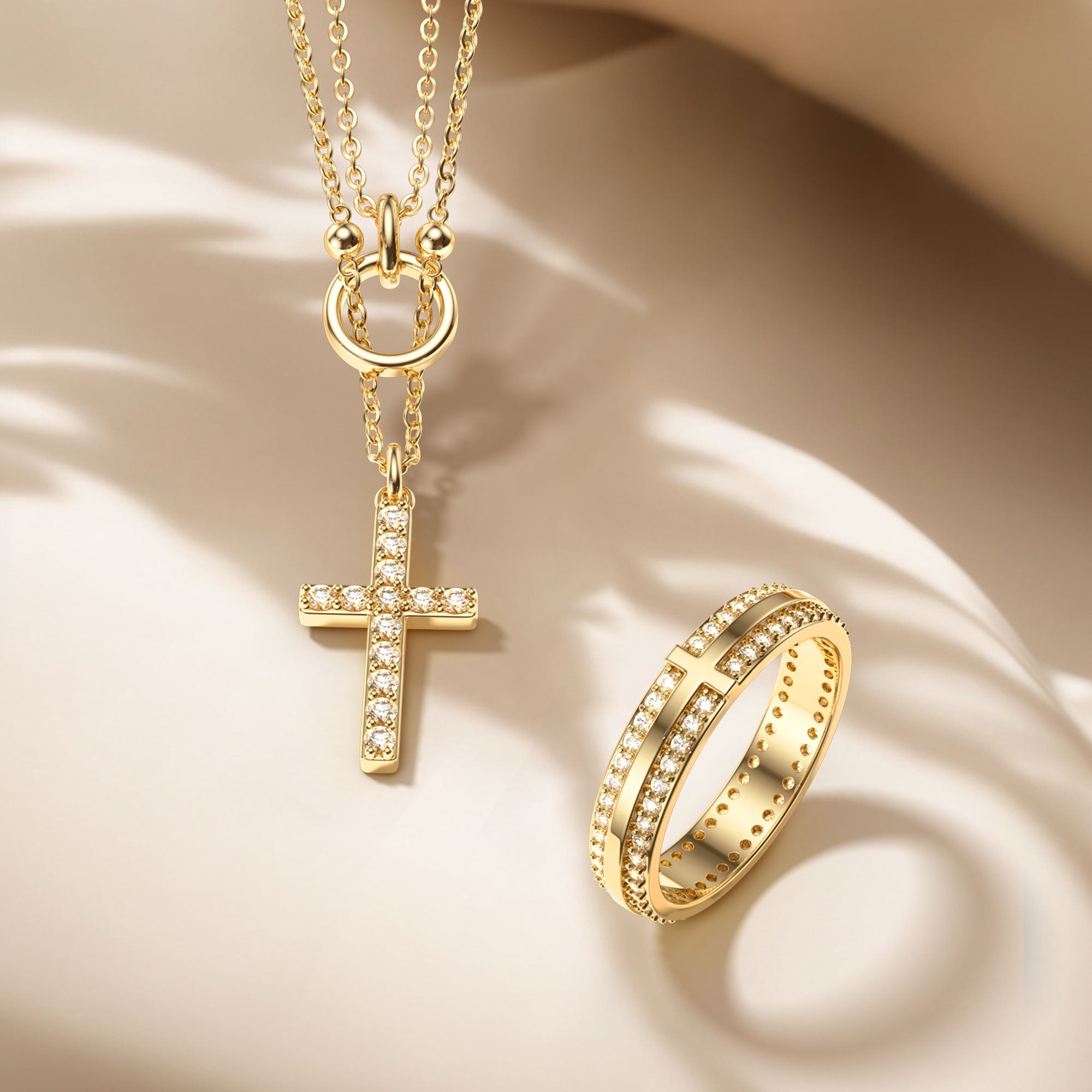Narrow Pavé Zirconia Cross Band Ring - vanimy