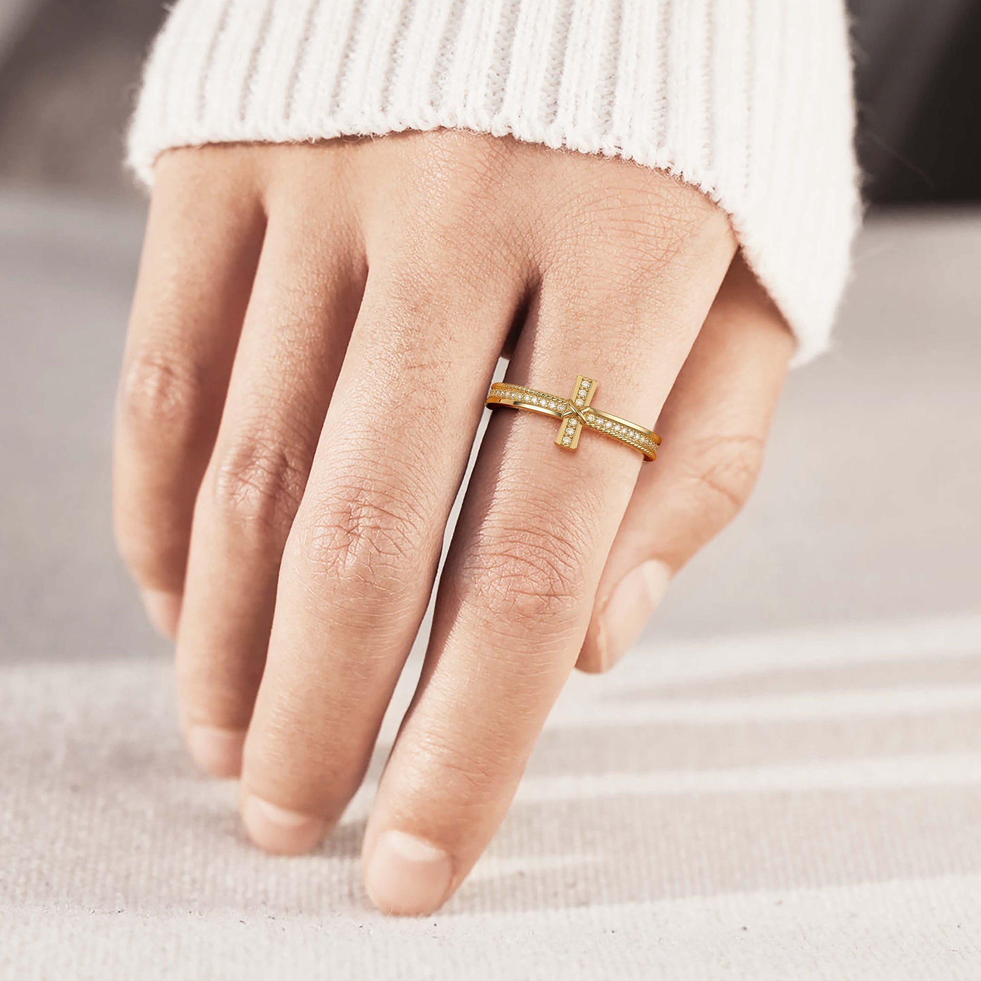 Cord X Cross Stackable Ring - vanimy