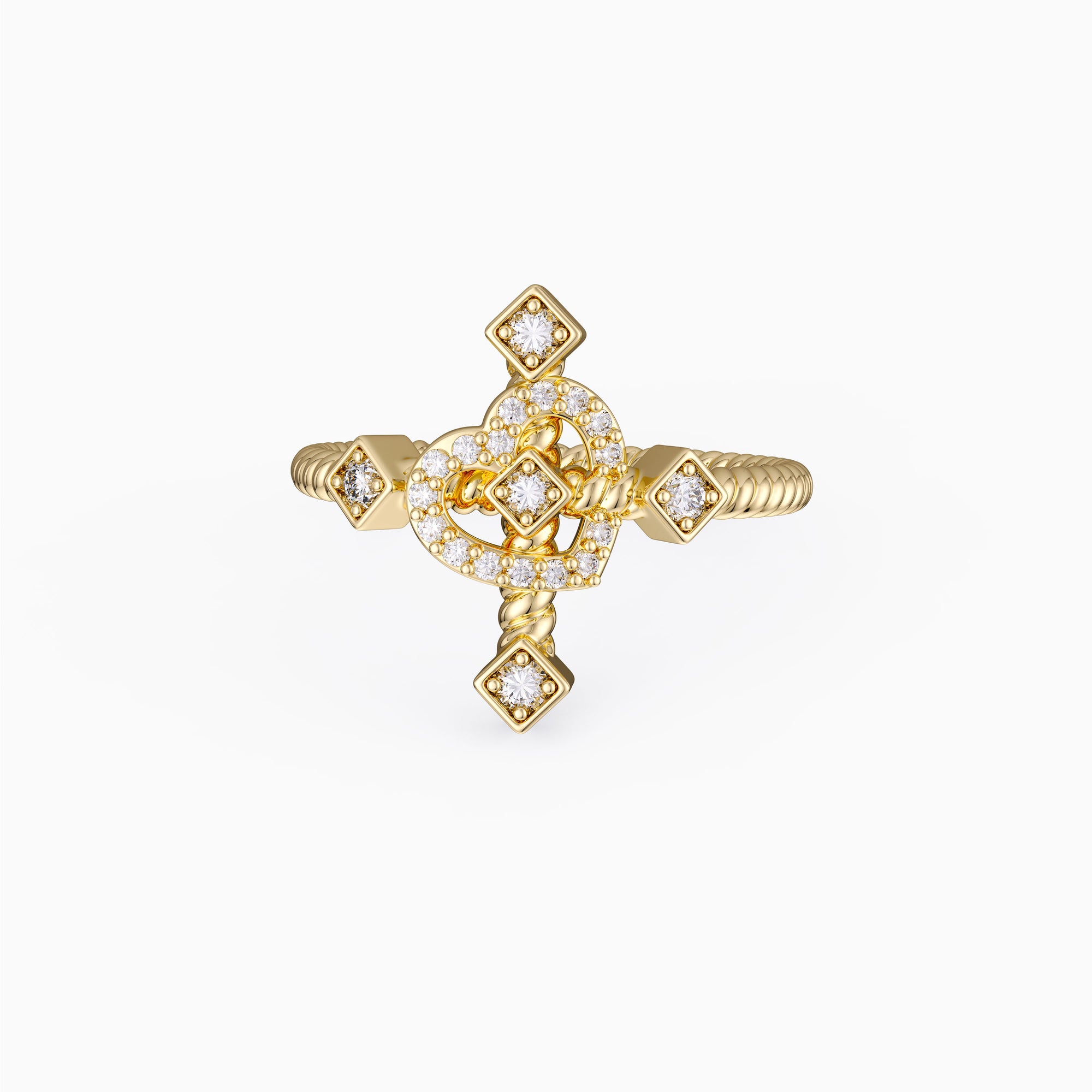 Heart Cross Cord Ring - vanimy