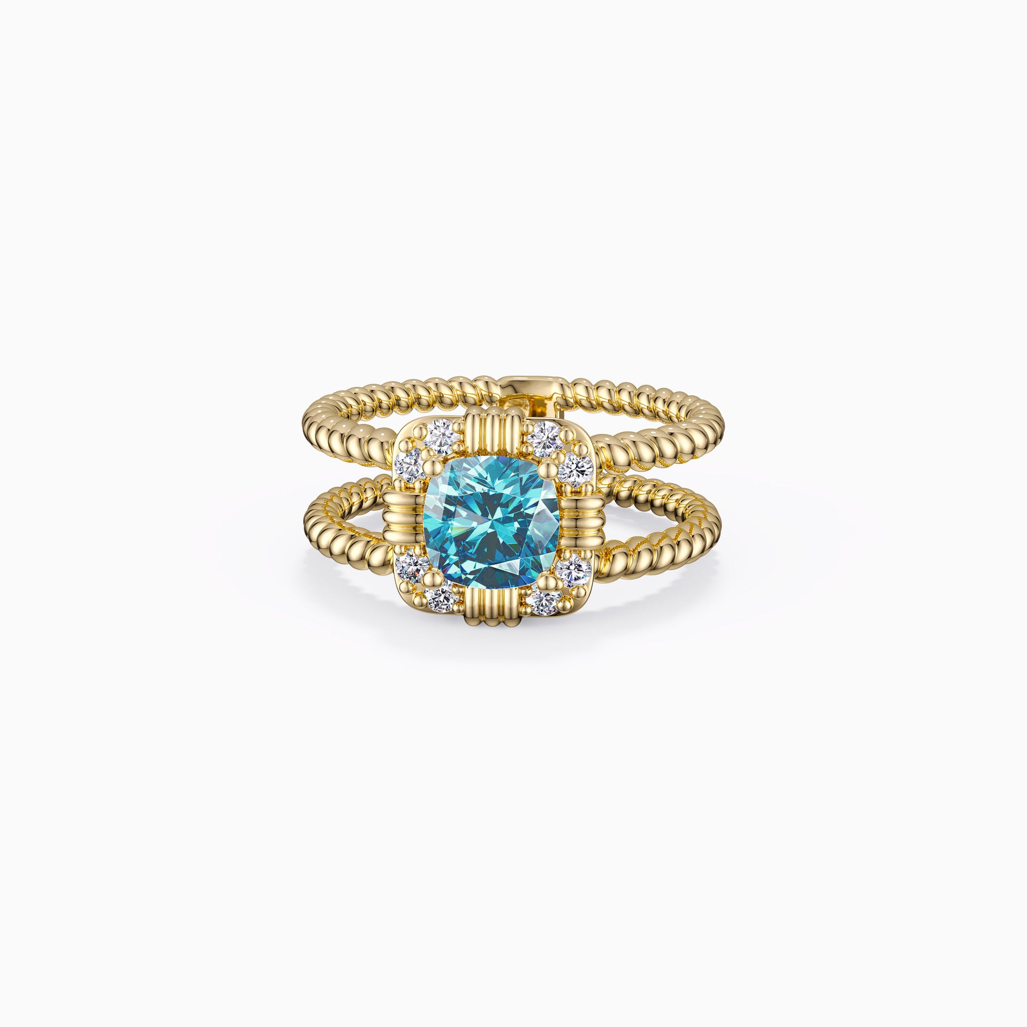 Double Twisted Rope Solitaire Ring - vanimy