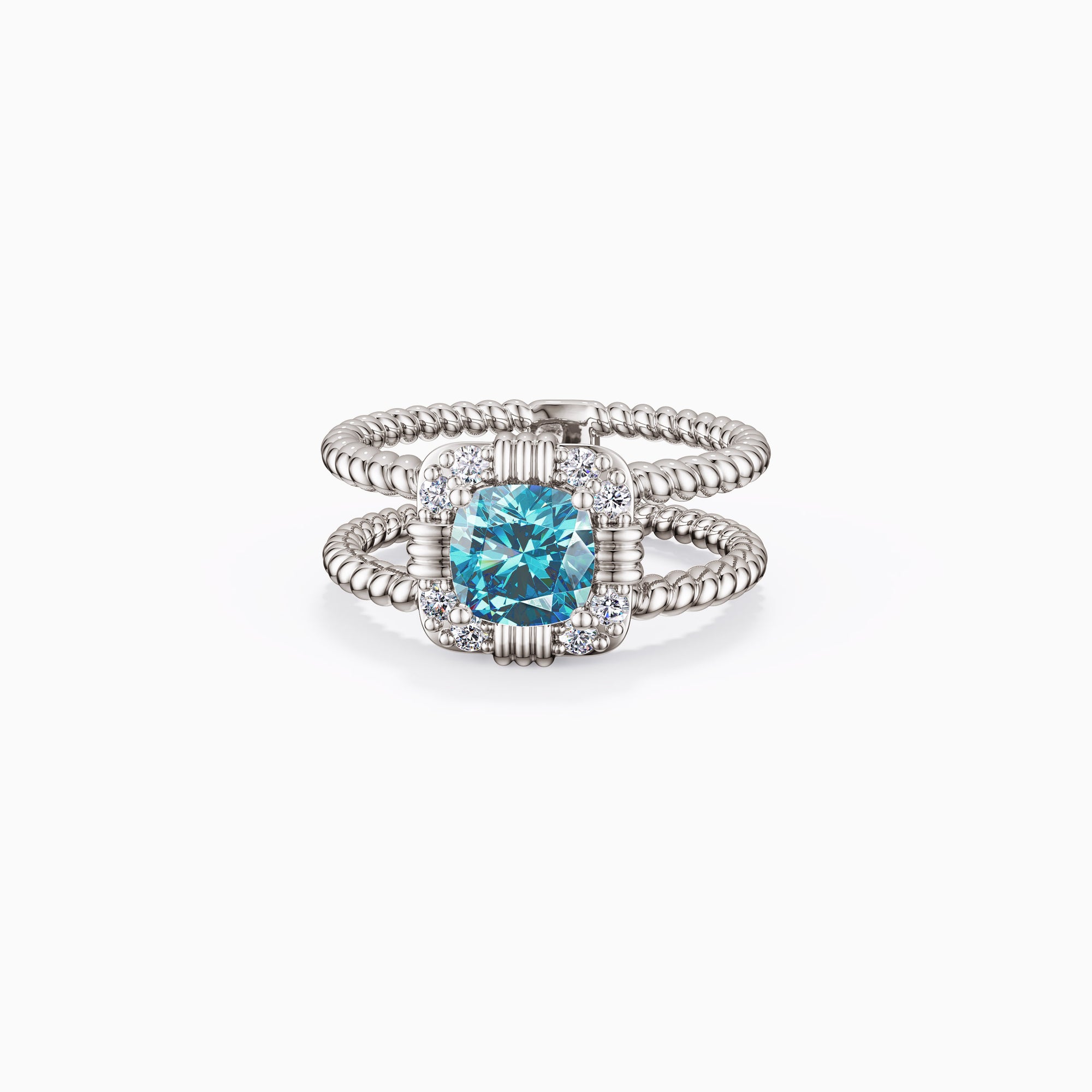 Double Twisted Rope Solitaire Ring - vanimy