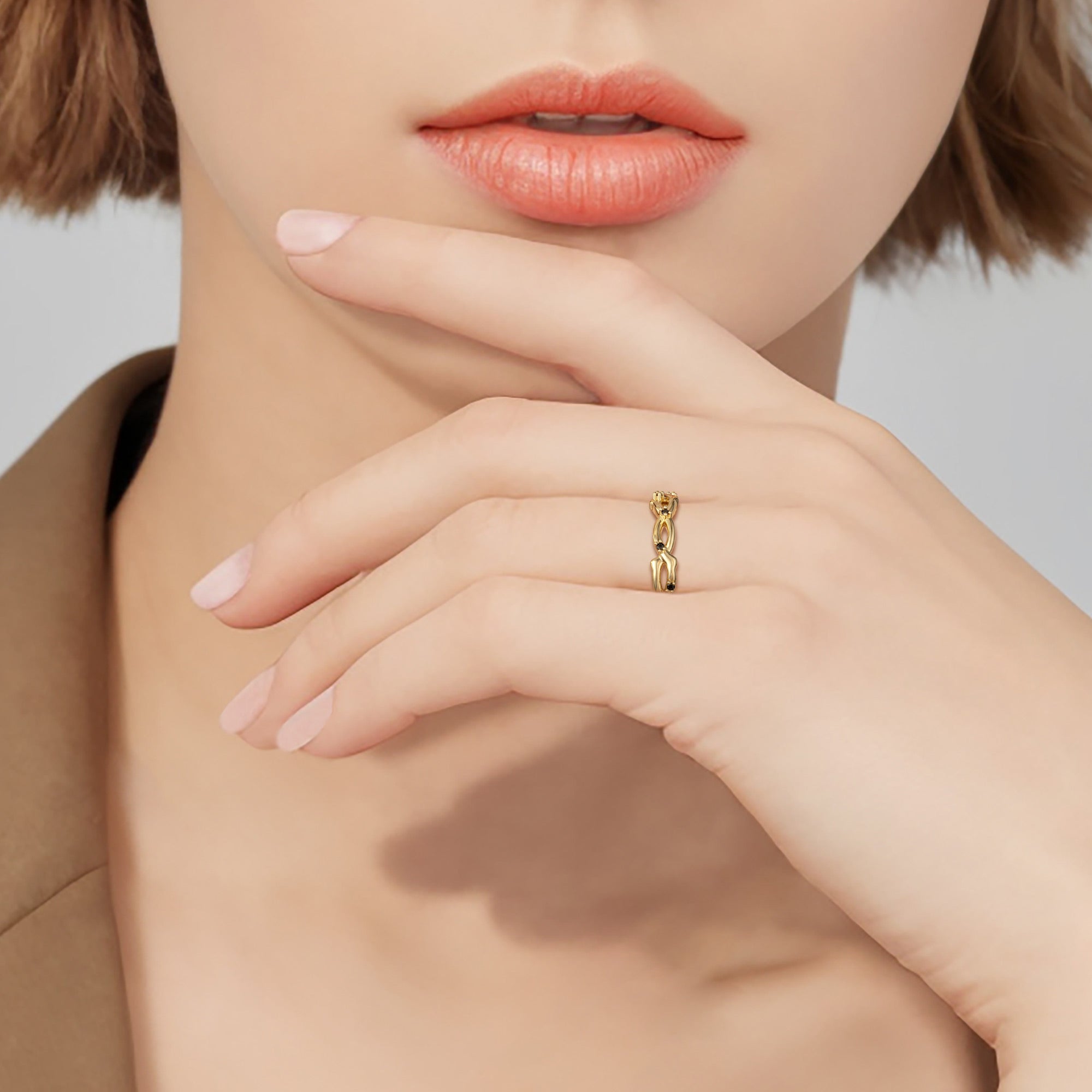 Chic Black Zircon Thorn Design Ring - vanimy