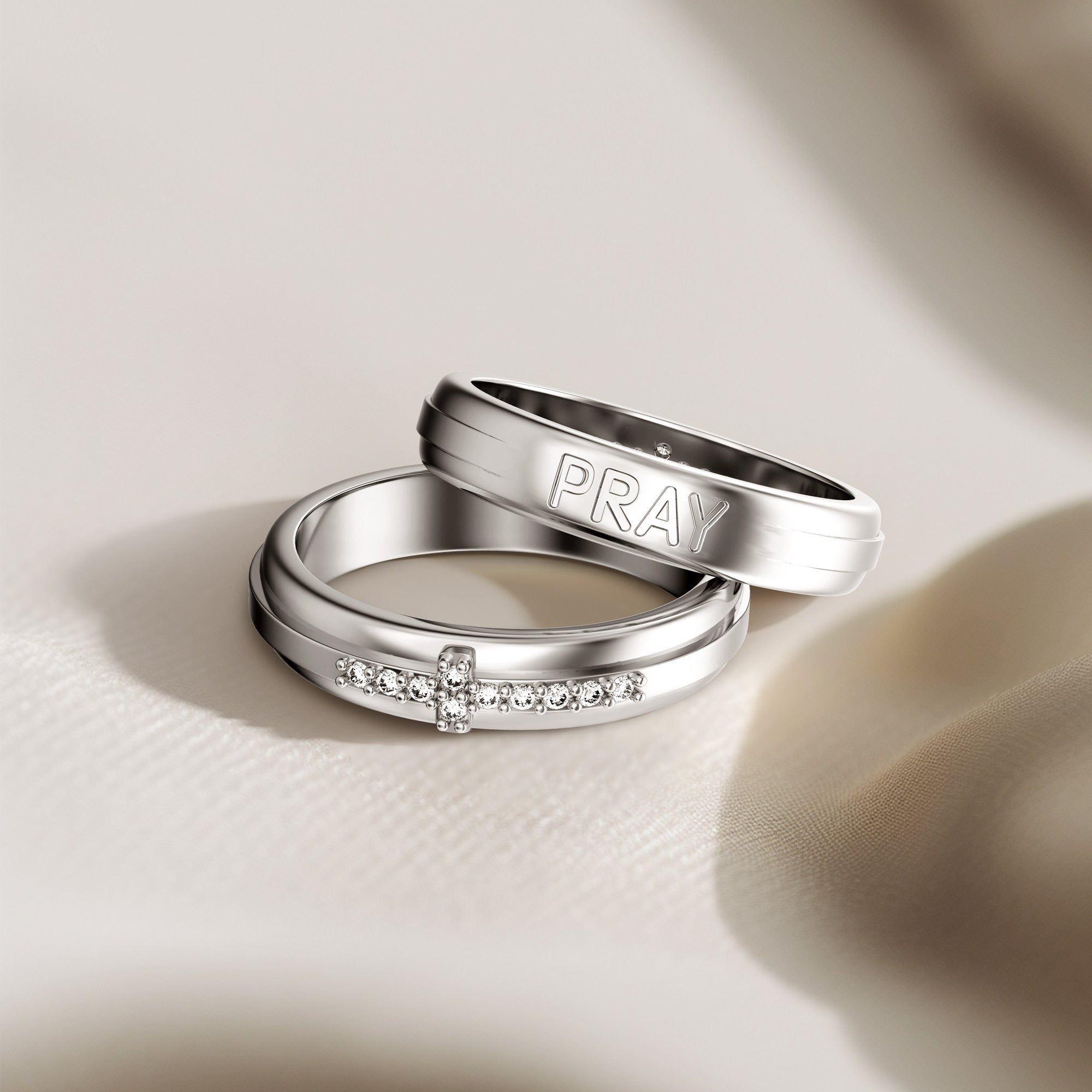 Cross Pray Bands Ring - vanimy