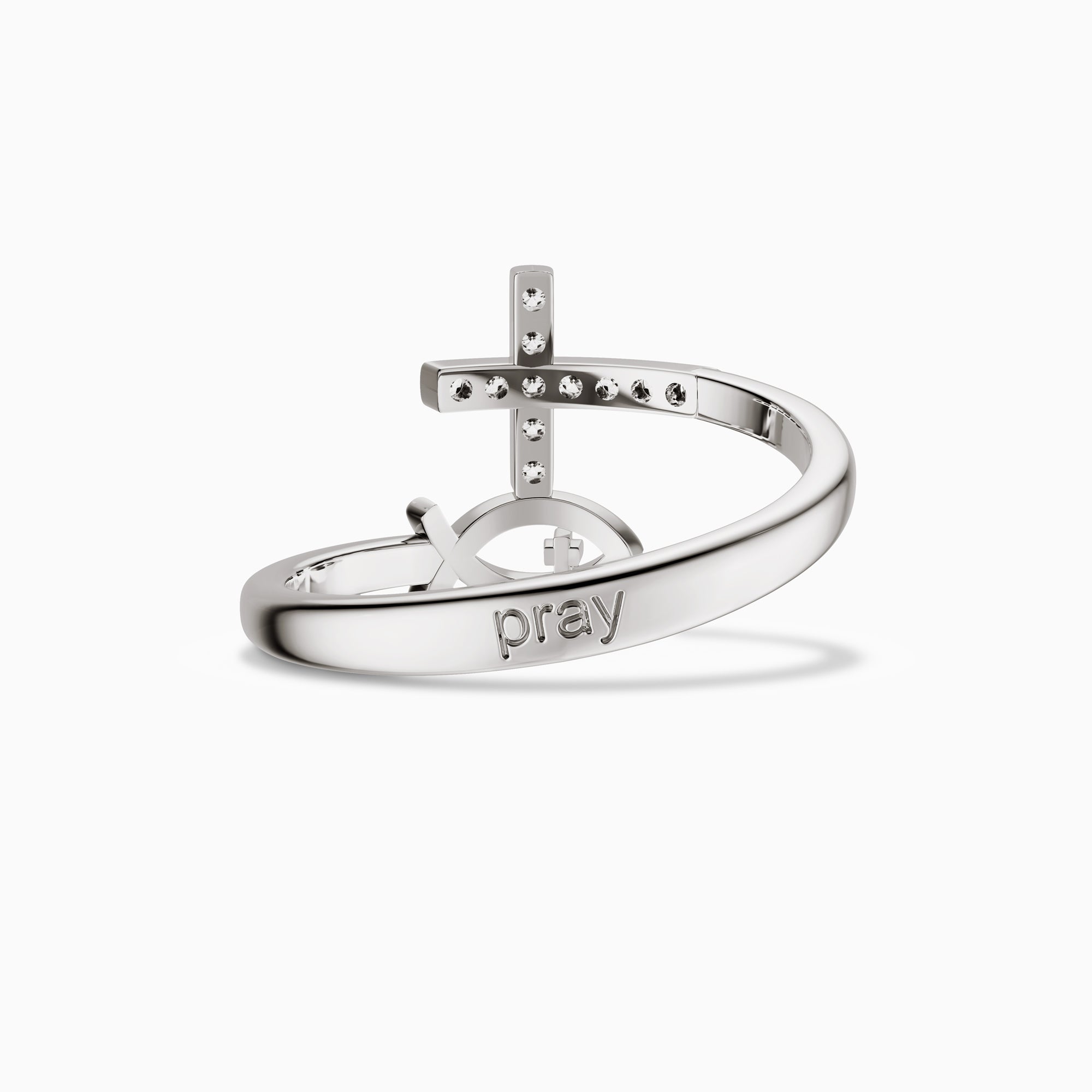 Pray Jesus Fish And Cross Ring - vanimy