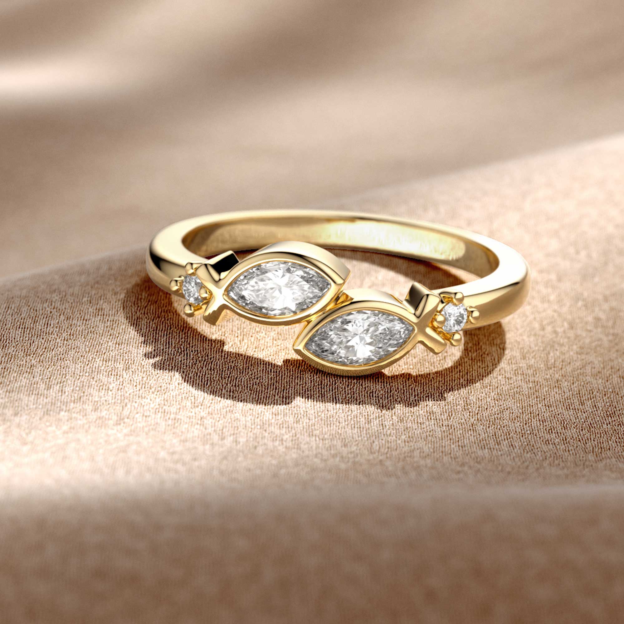 'Together in Faith' Jesus Fish Toi Et Moi Promise Ring - vanimy