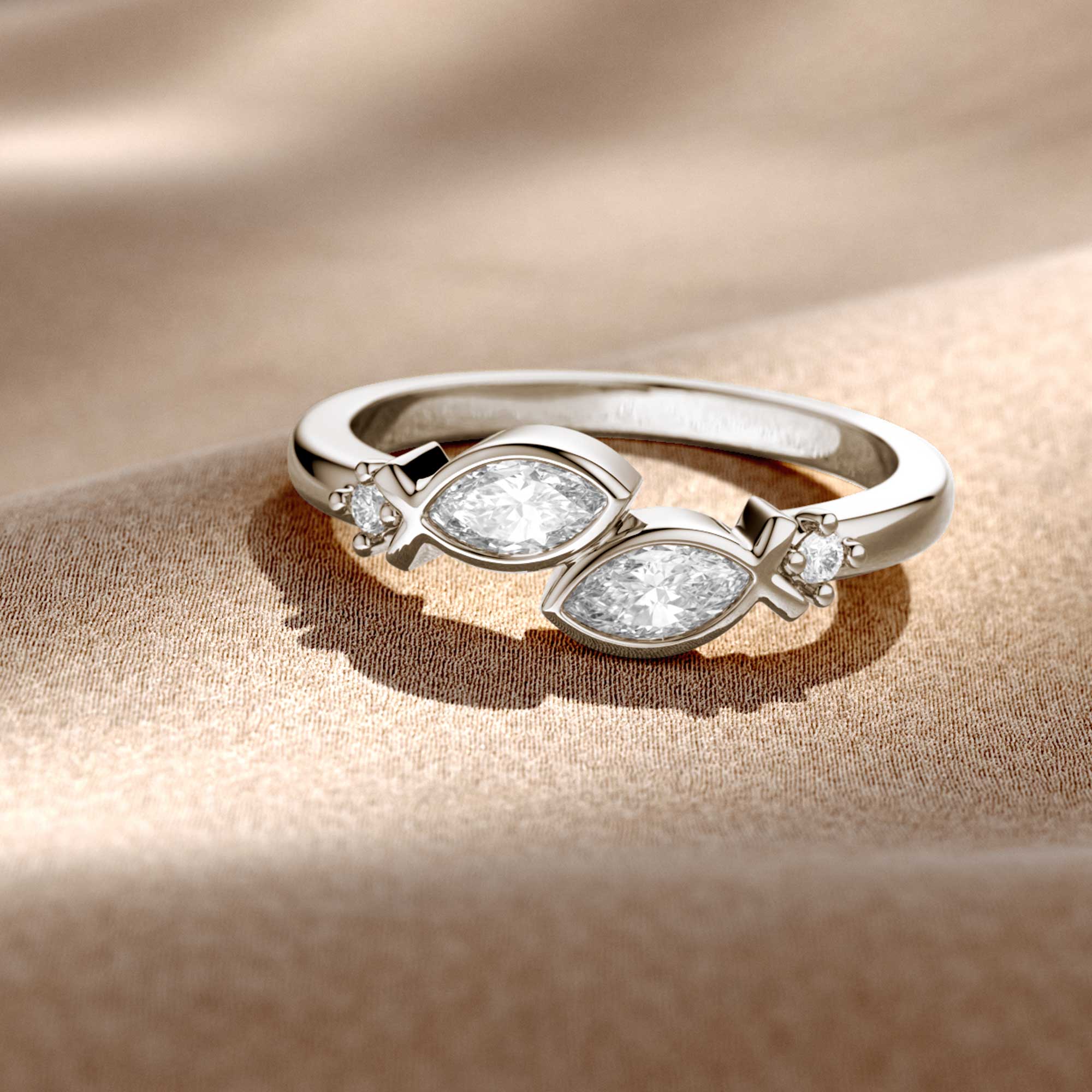 'Together in Faith' Jesus Fish Toi Et Moi Promise Ring - vanimy