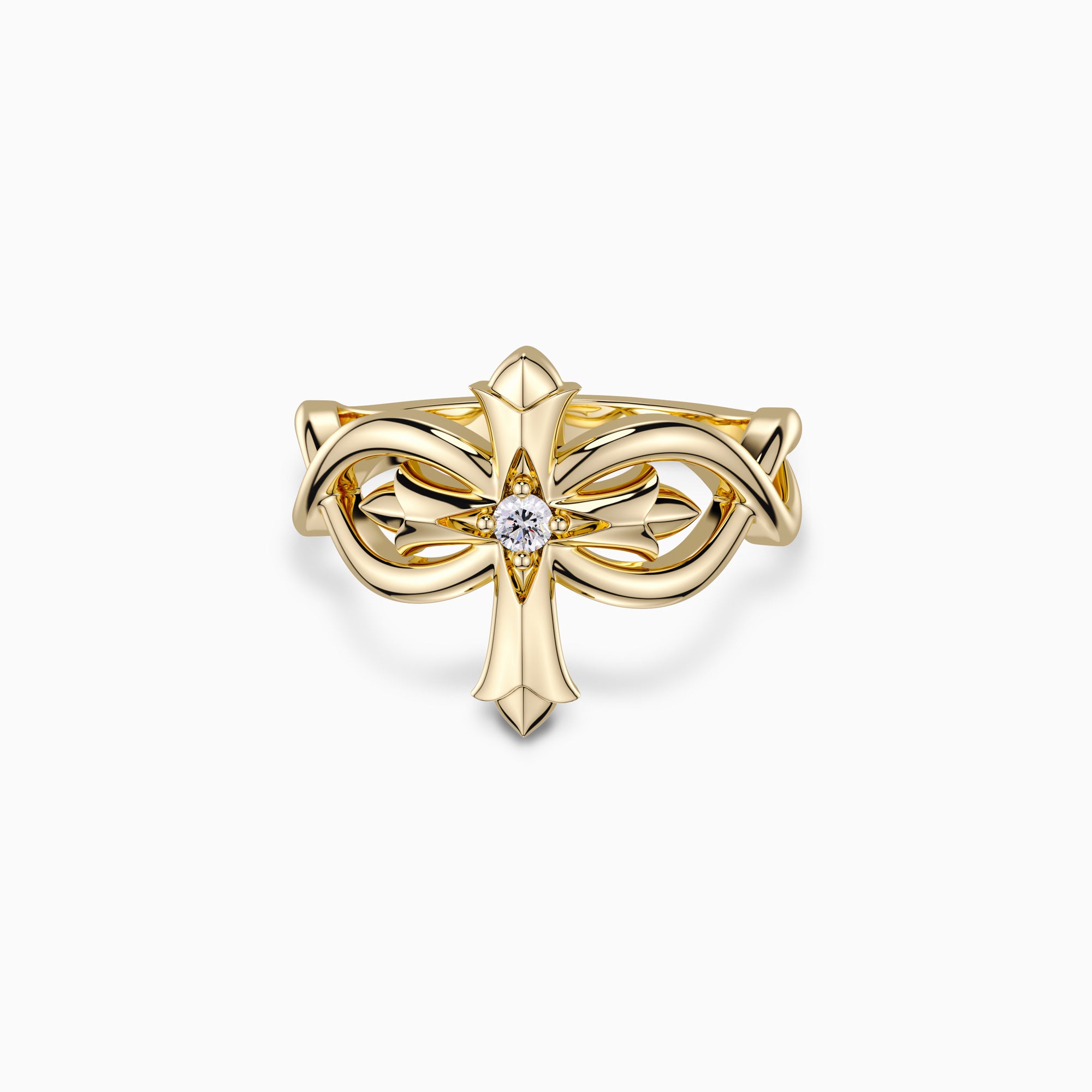Fleur-de-Lis Ichthys Cross Statement Ring - vanimy