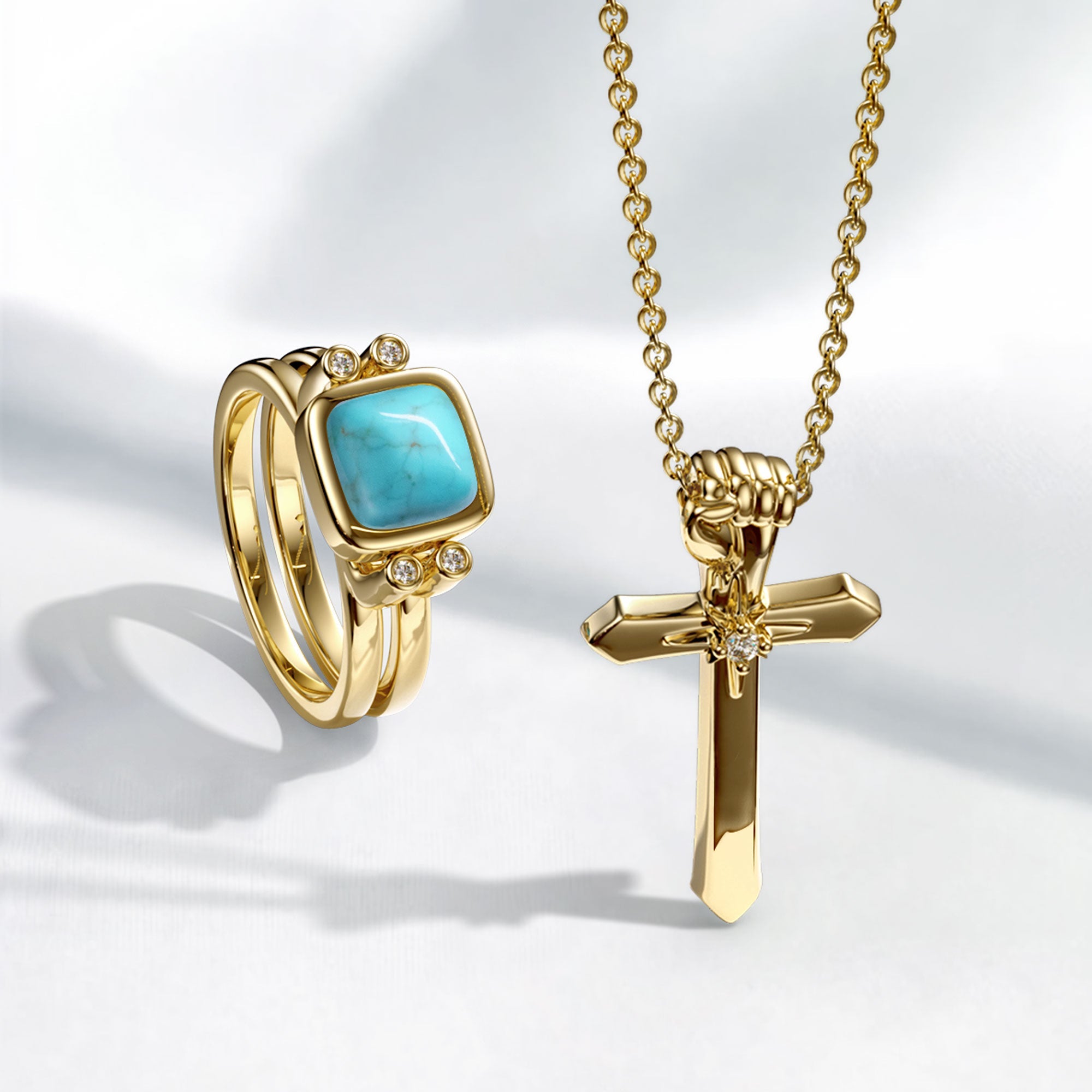 Personalized Natural Turquoise Reversible Flip Fidget Ring - vanimy
