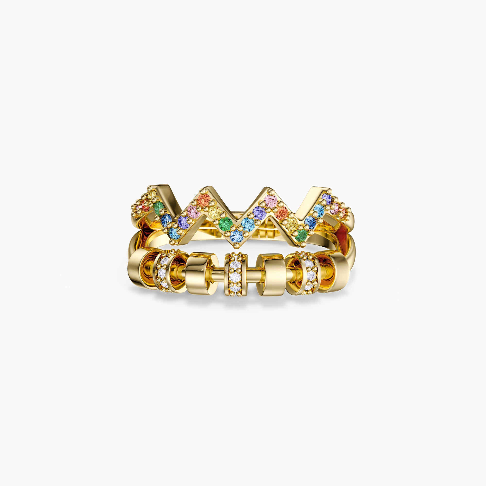 Highs and Lows Serenity Rainbow Spinner Fidget Ring - vanimy