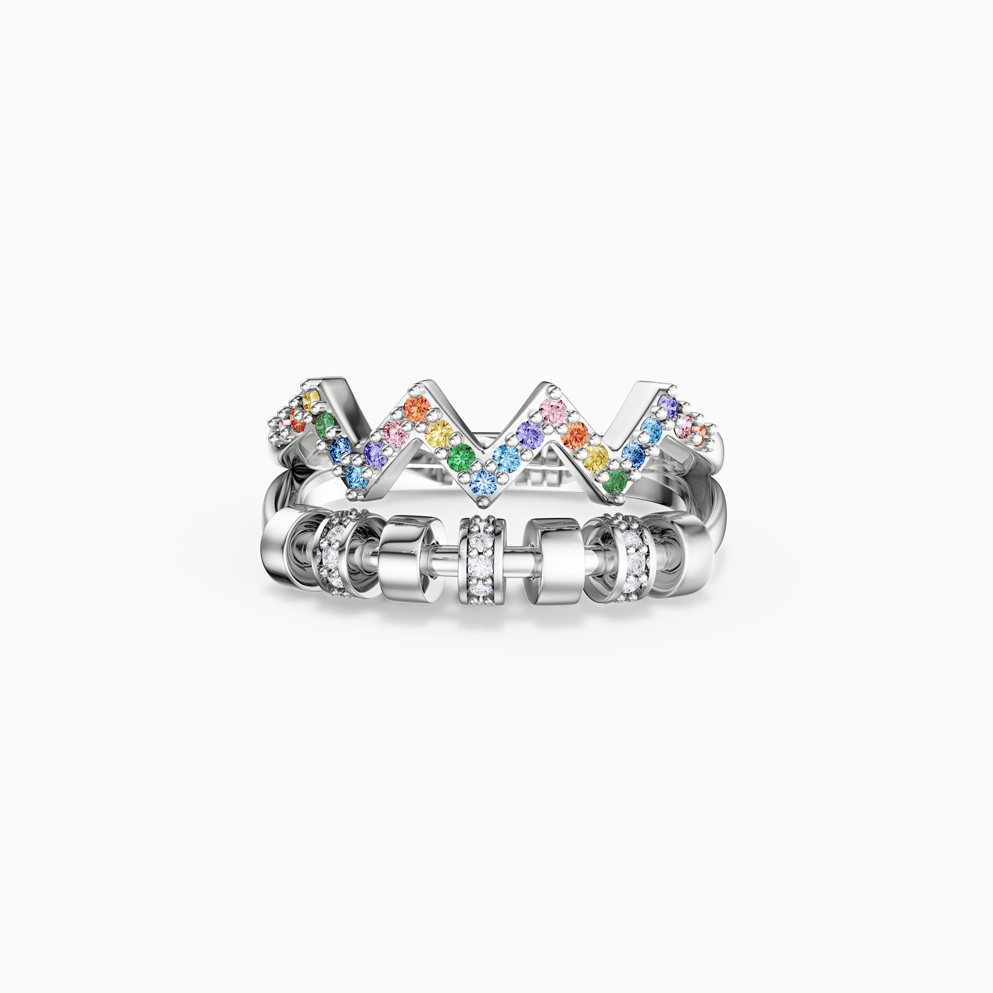 Highs and Lows Serenity Rainbow Spinner Fidget Ring - vanimy