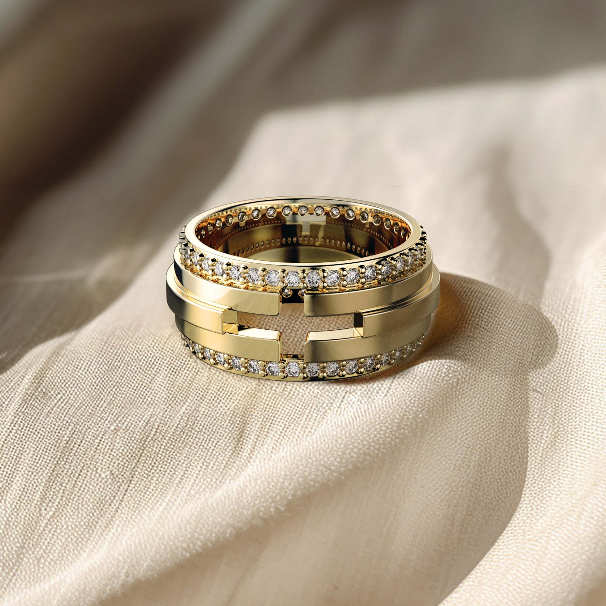 Cut-Out Cross Staircase Statement Ring - vanimy