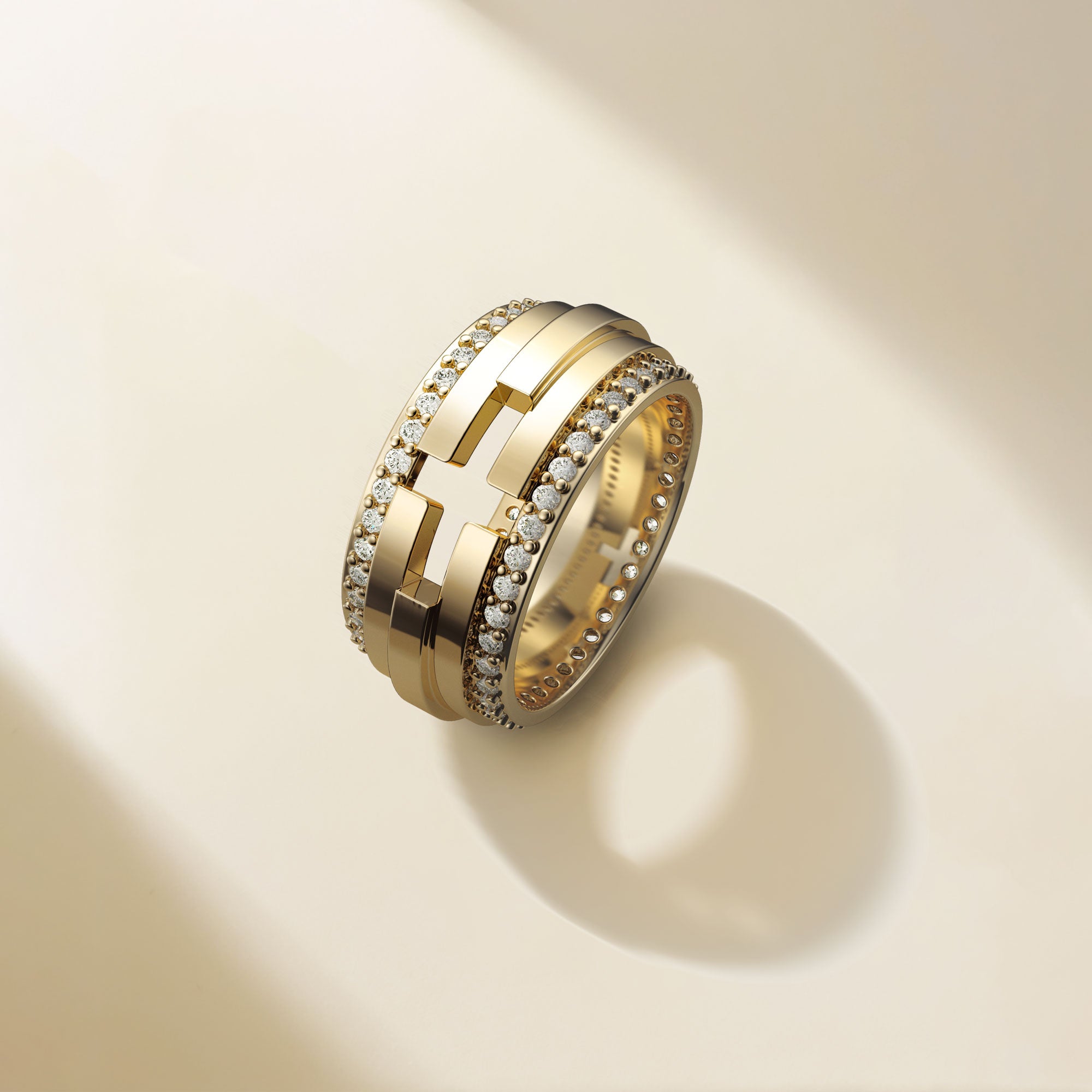 Cut-Out Cross Staircase Statement Ring - vanimy
