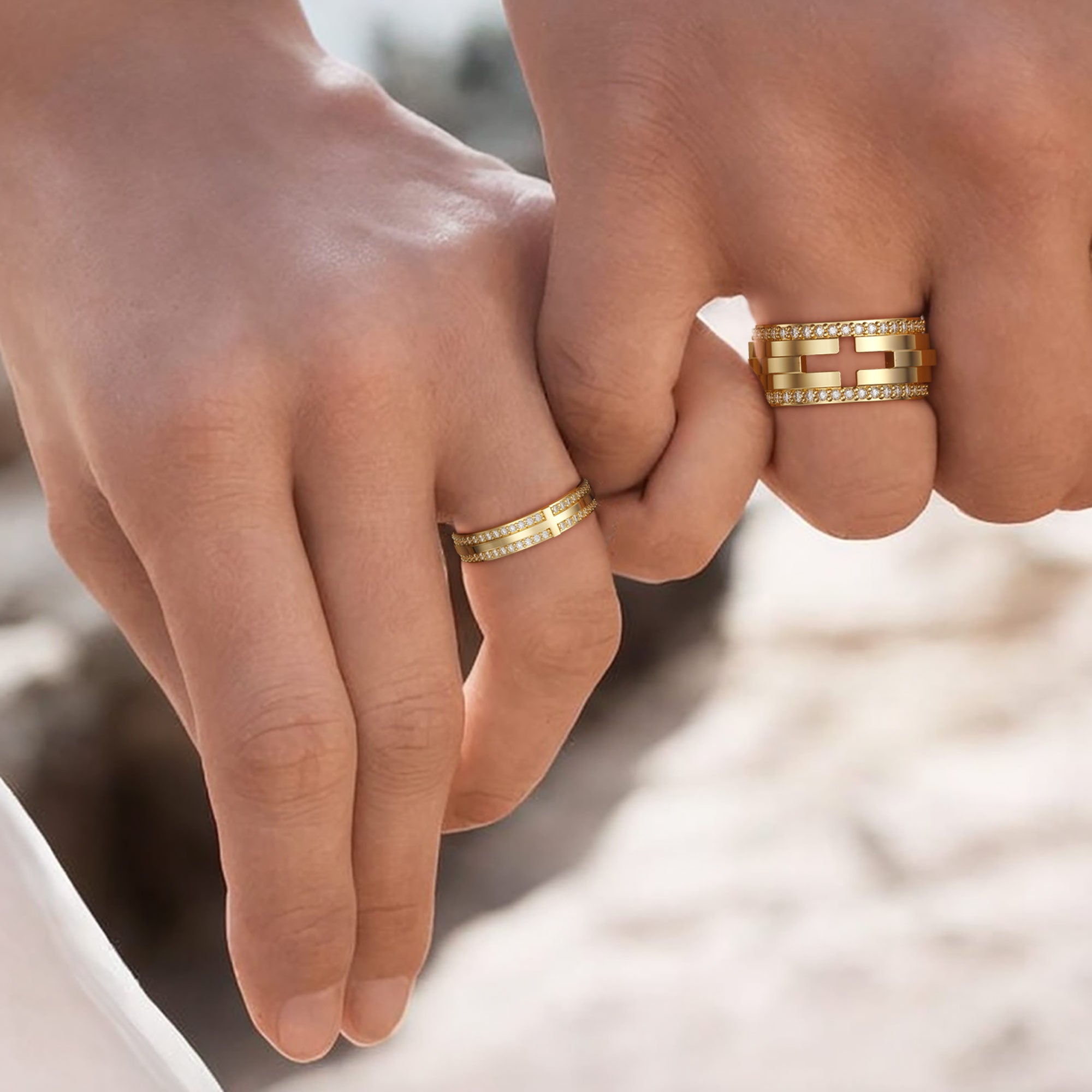 Cut-Out Cross Staircase Statement Ring - vanimy