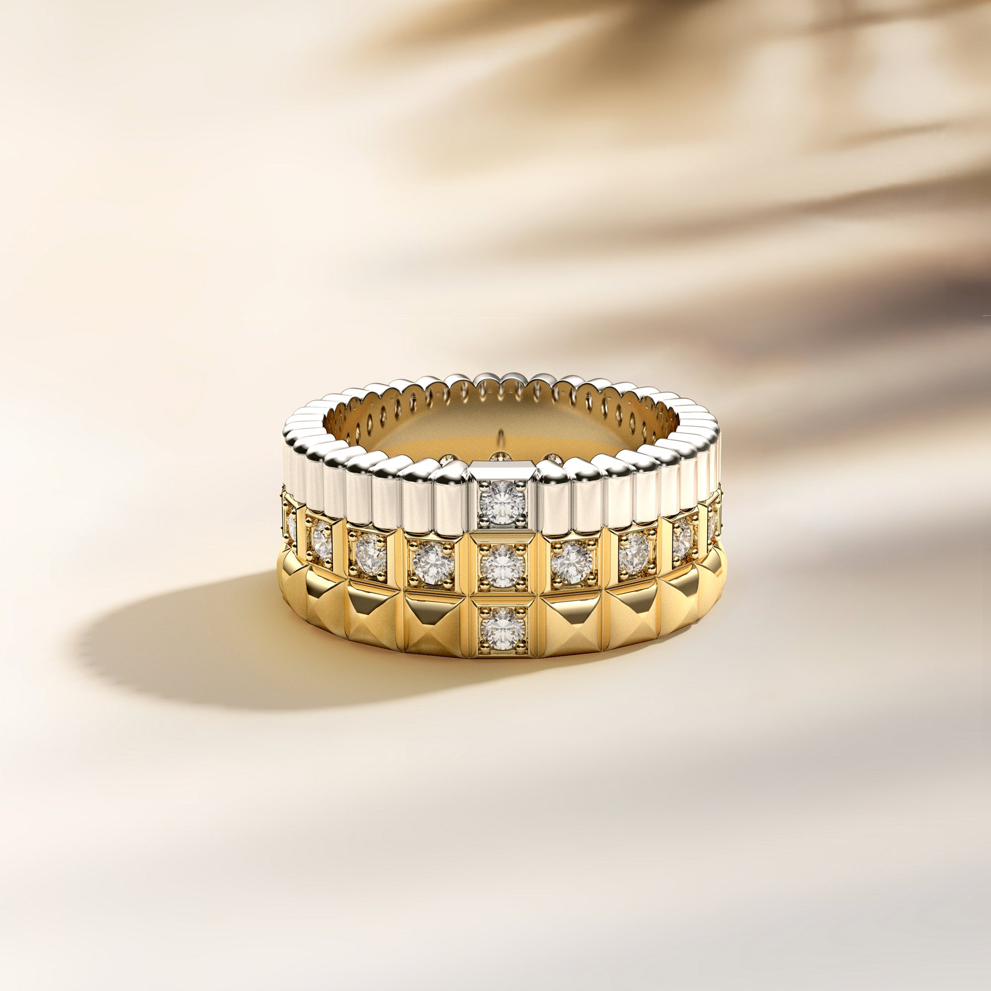 Eternal Unity Cross Two tones Stackable Ring Set - vanimy