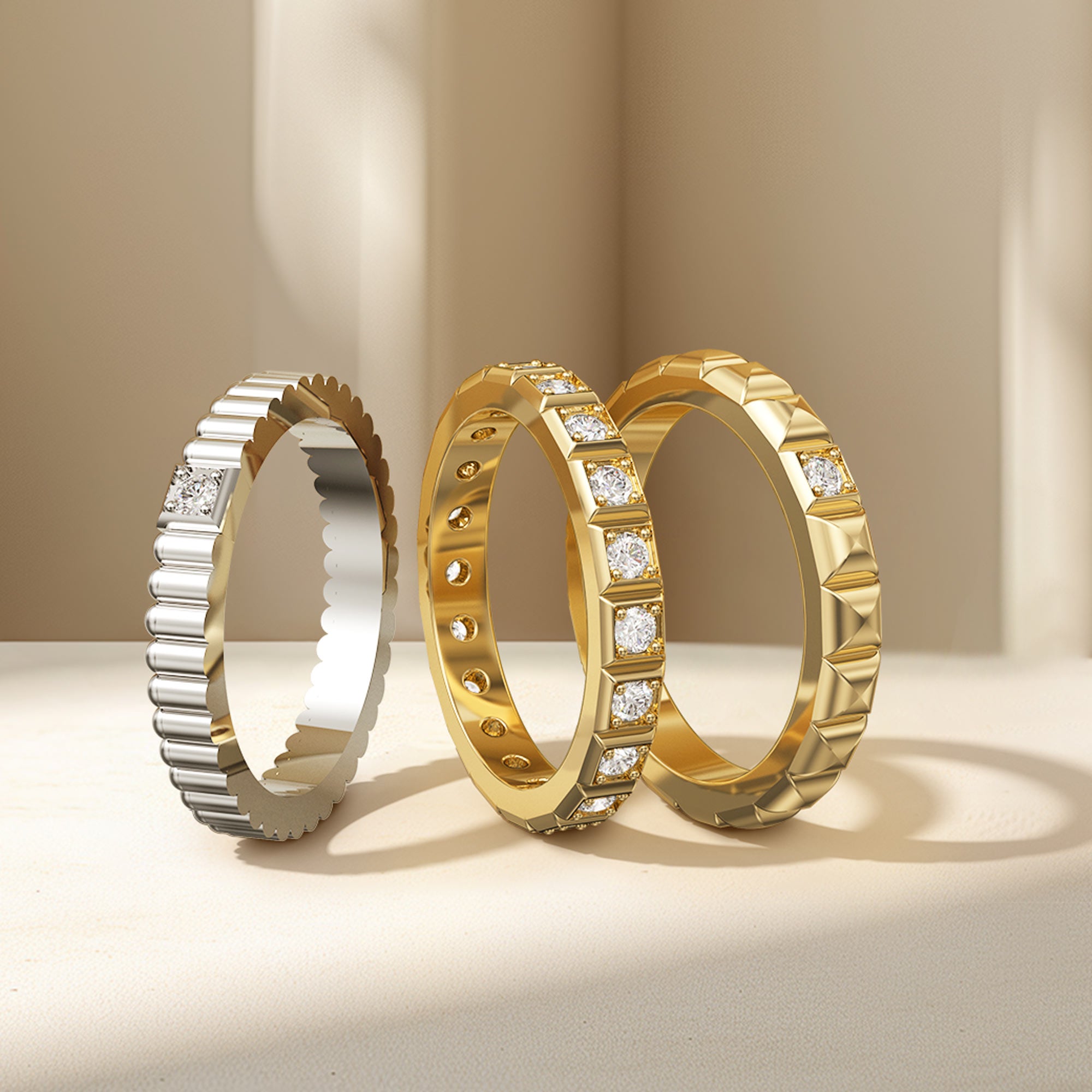 Eternal Unity Cross Two tones Stackable Ring Set - vanimy
