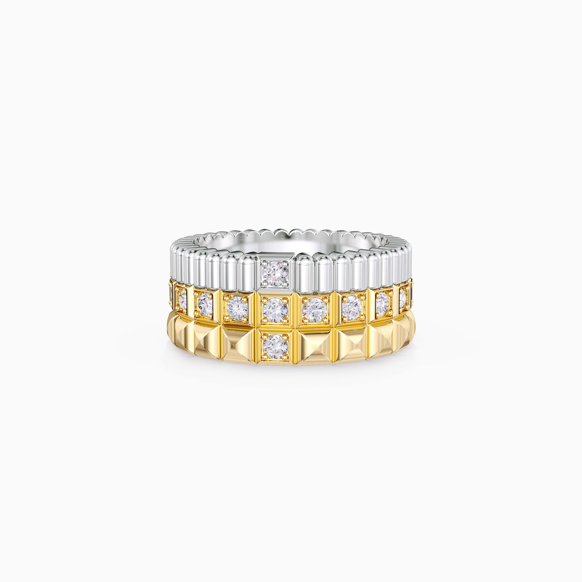 Eternal Unity Cross Two tones Stackable Ring Set - vanimy