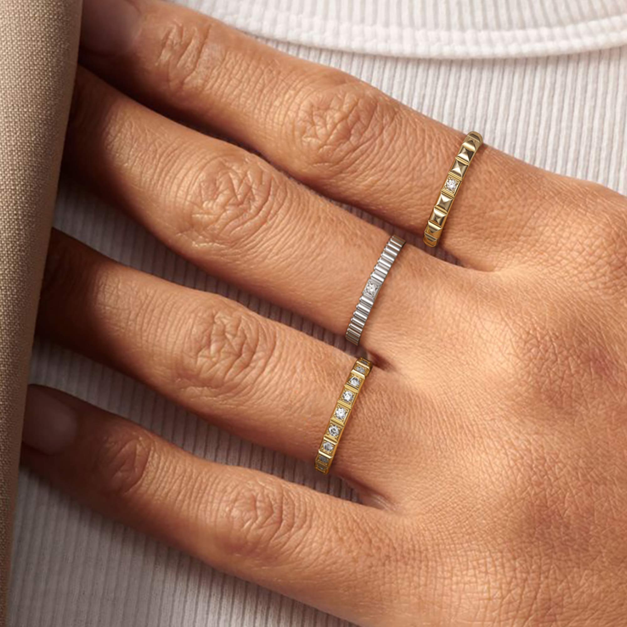 Eternal Unity Cross Two tones Stackable Ring Set - vanimy
