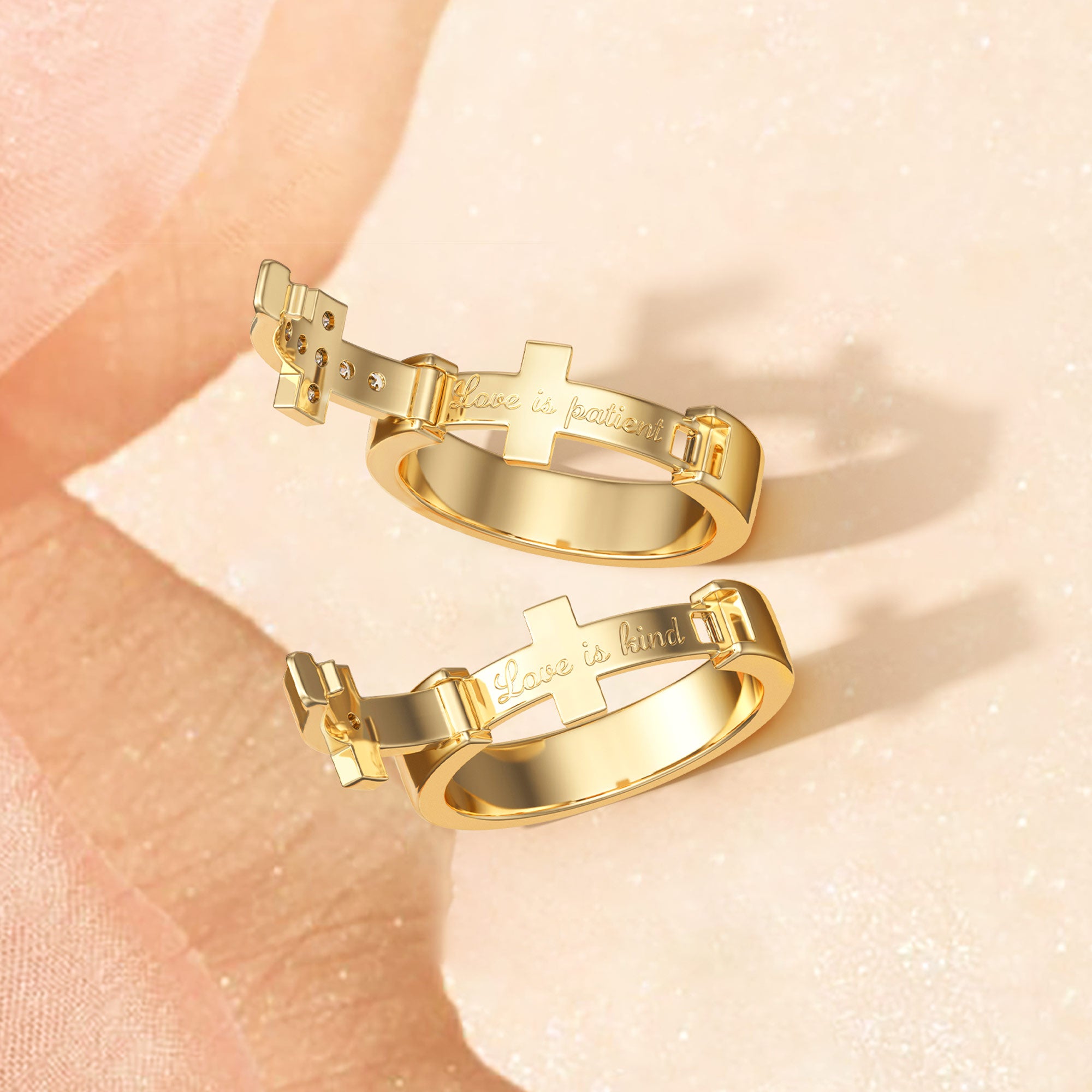 Eternal Love Cross Pave Set Promise Ring - vanimy
