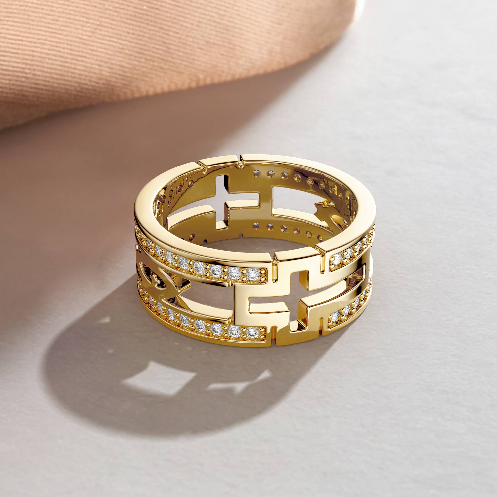 Cut Out Cross Ichthys Ring - vanimy