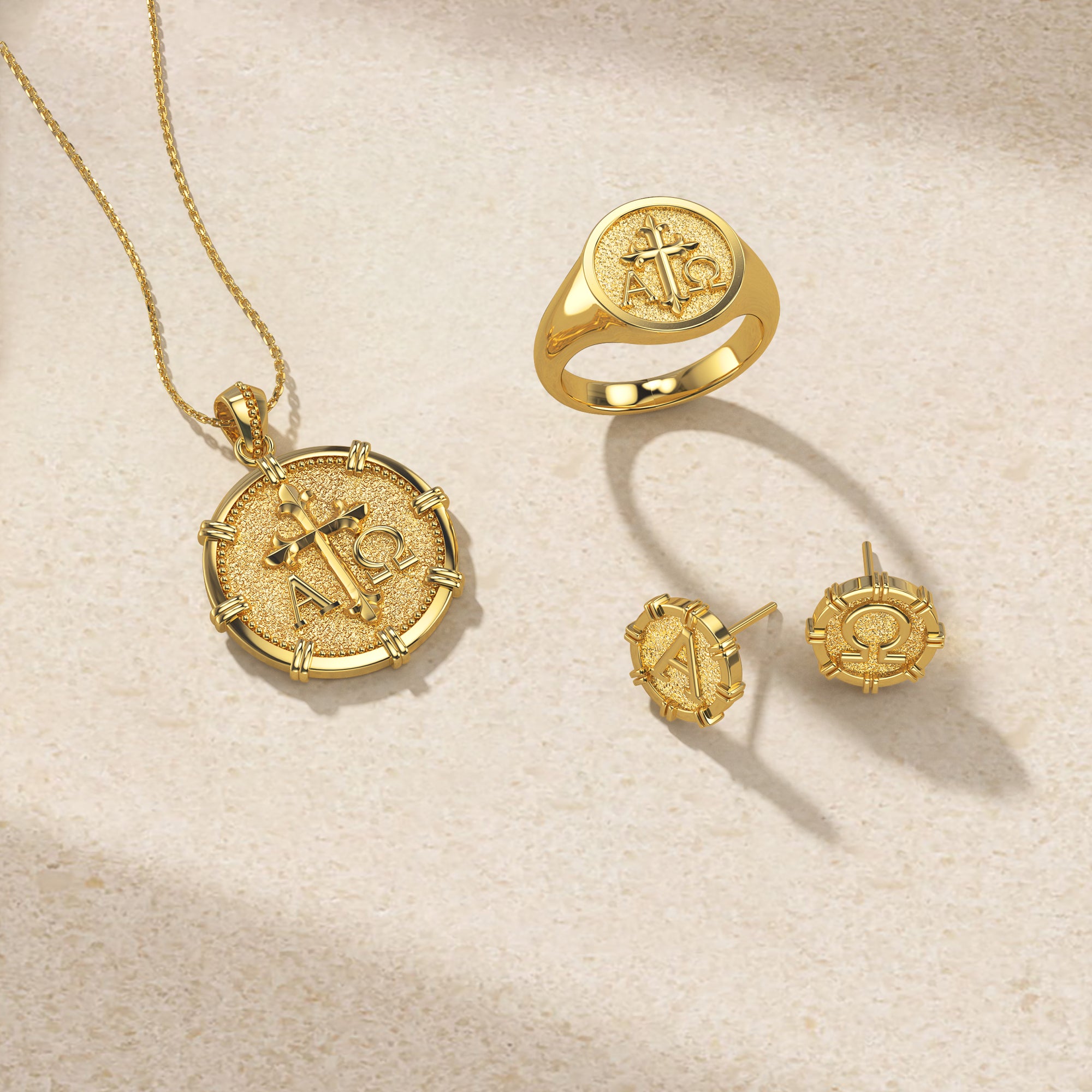 Alpha omega pendant gold deals