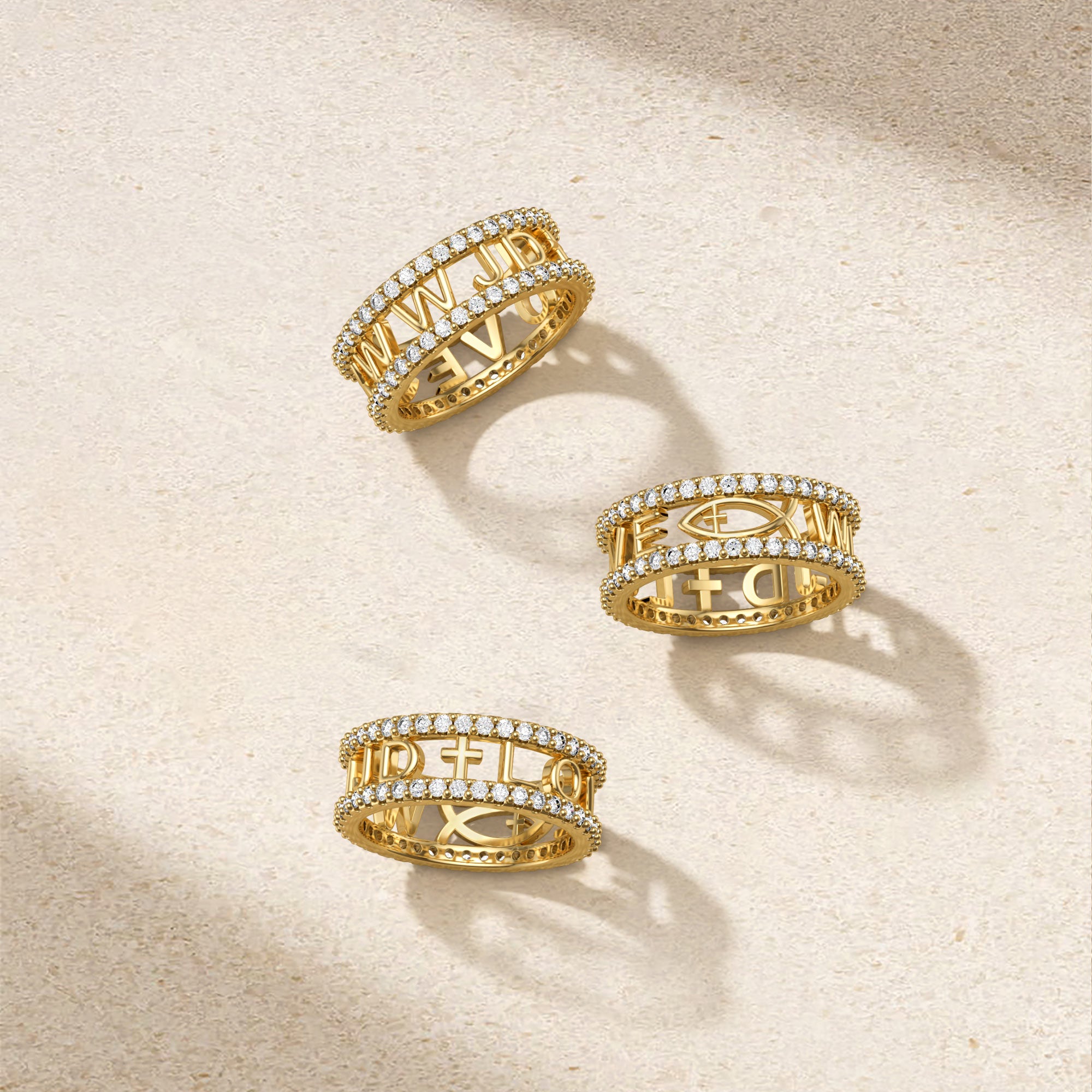 Bibel Akronym WWJD Kreuz Ichthys Statement Ring