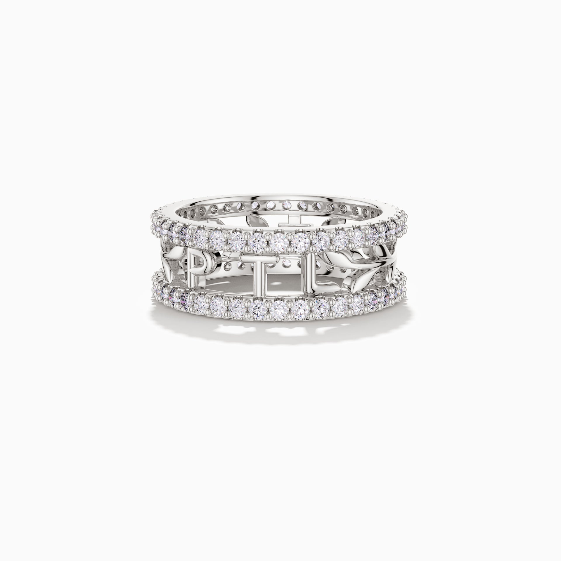 Bibel-Akronym PTL Olivenzweig Kreuz Statement Ring