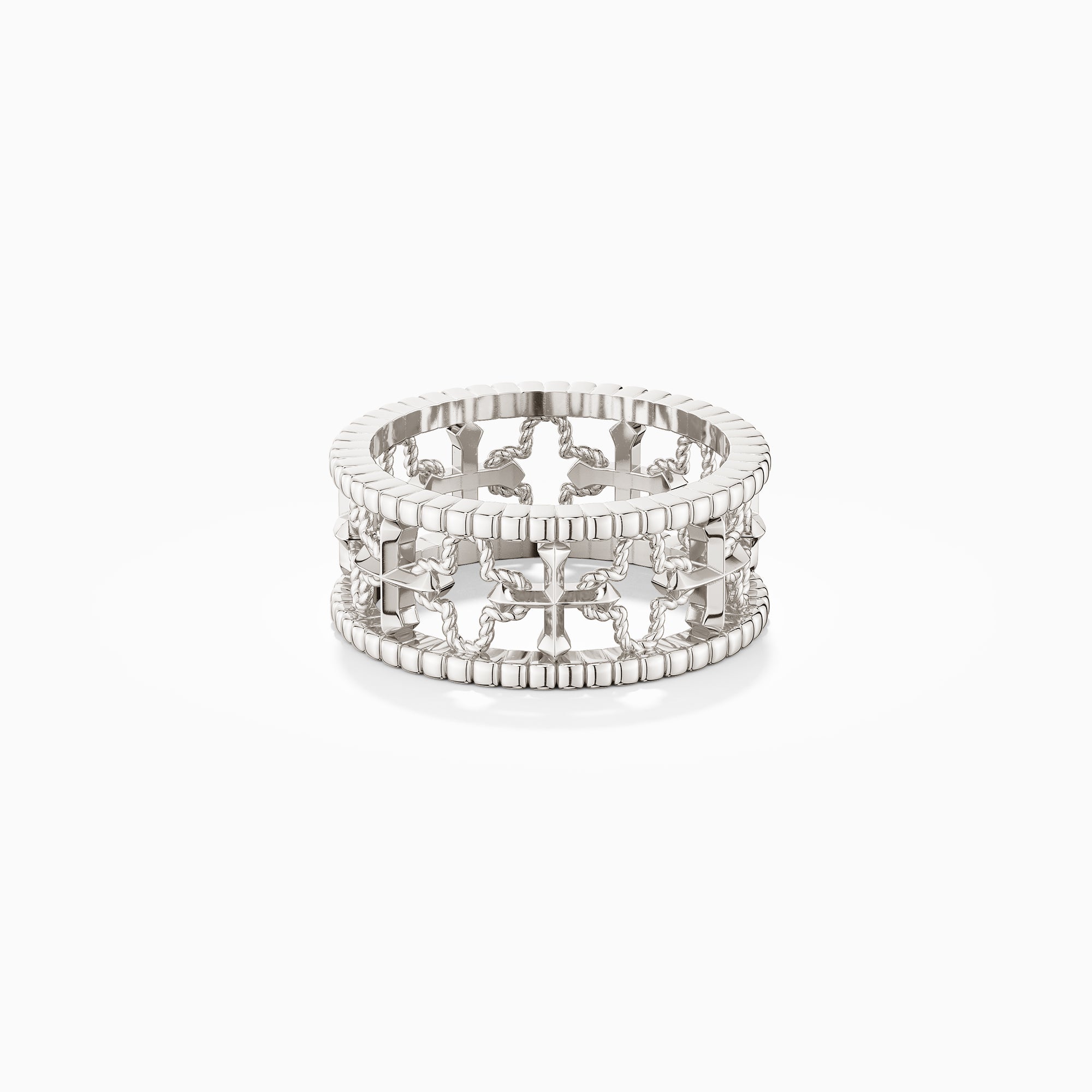 Cross and Four-Leaf Clover Statement Ring