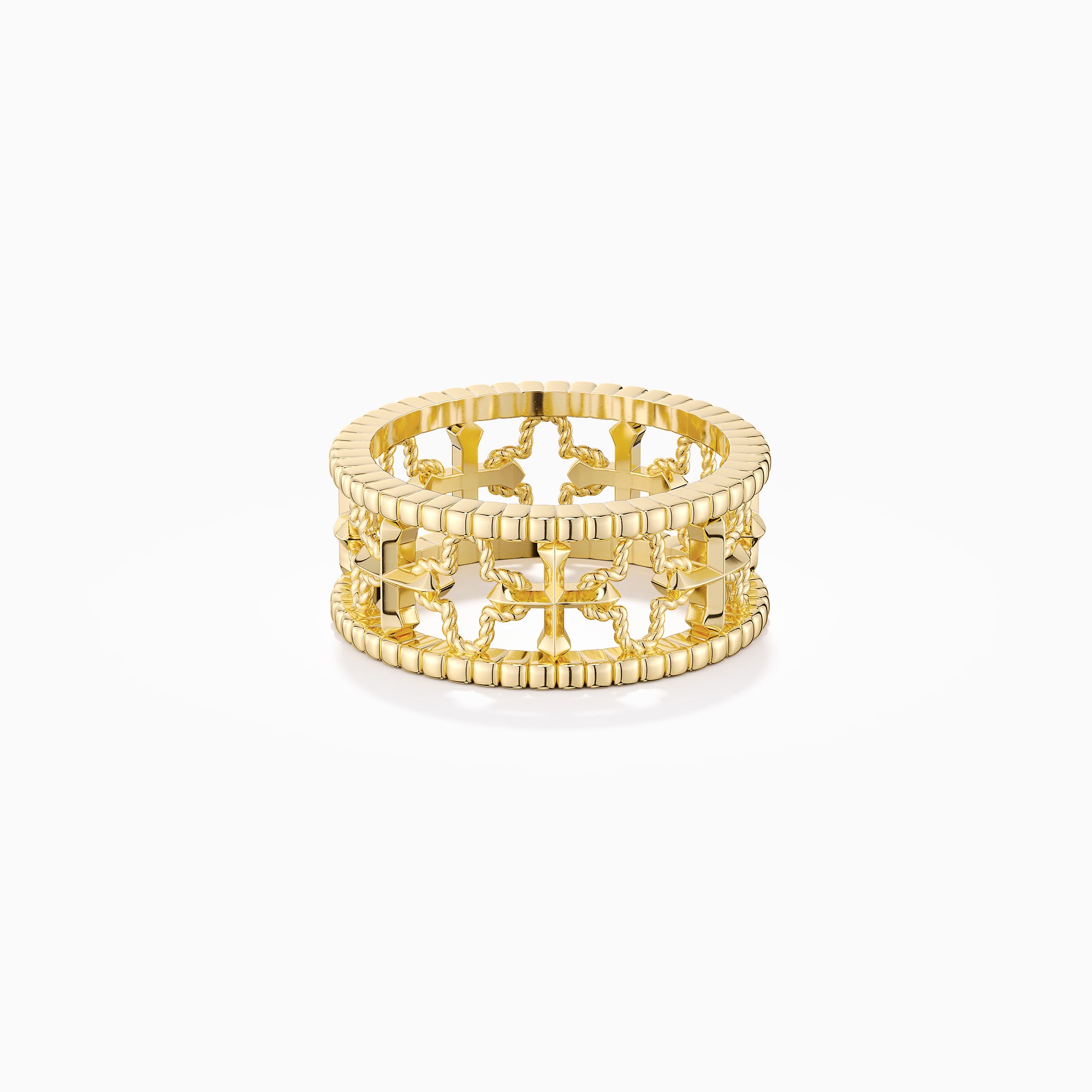 Cross and Four-Leaf Clover Statement Ring