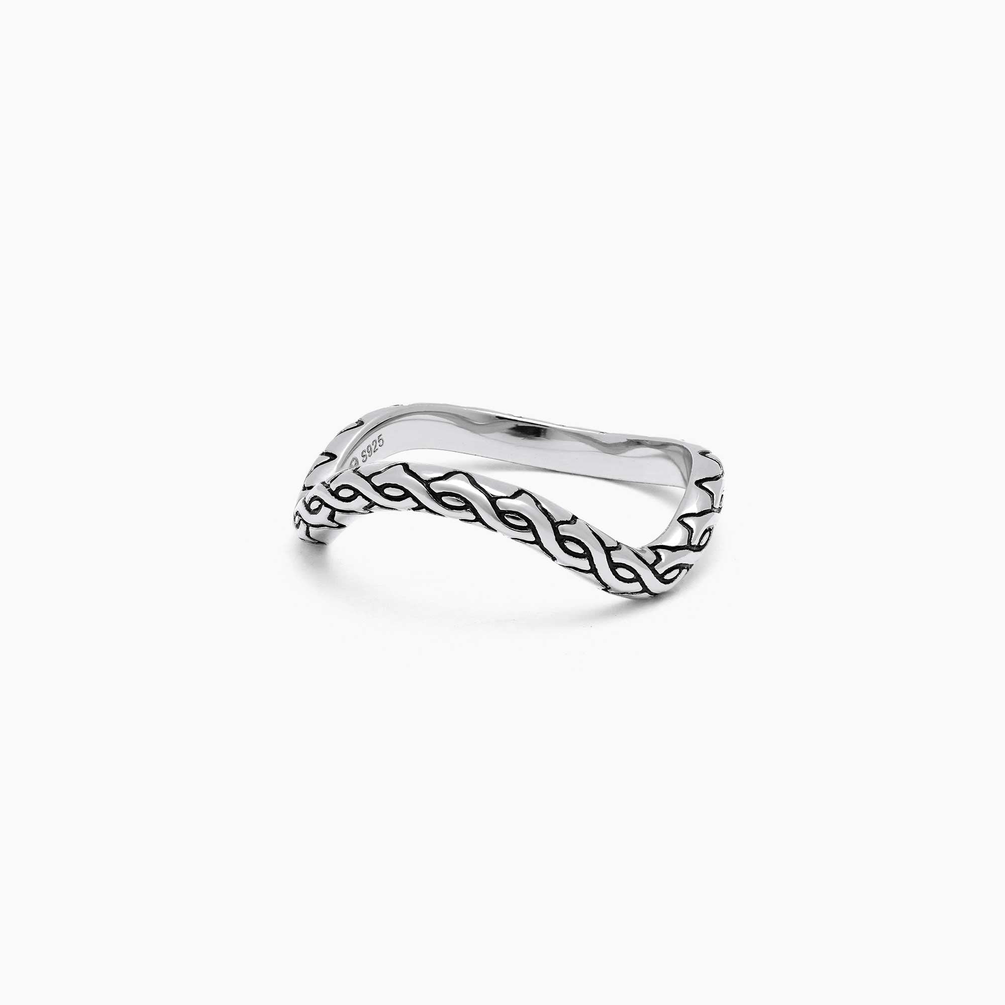 Personalized Pavé Wavy Enamel Stacking Ring