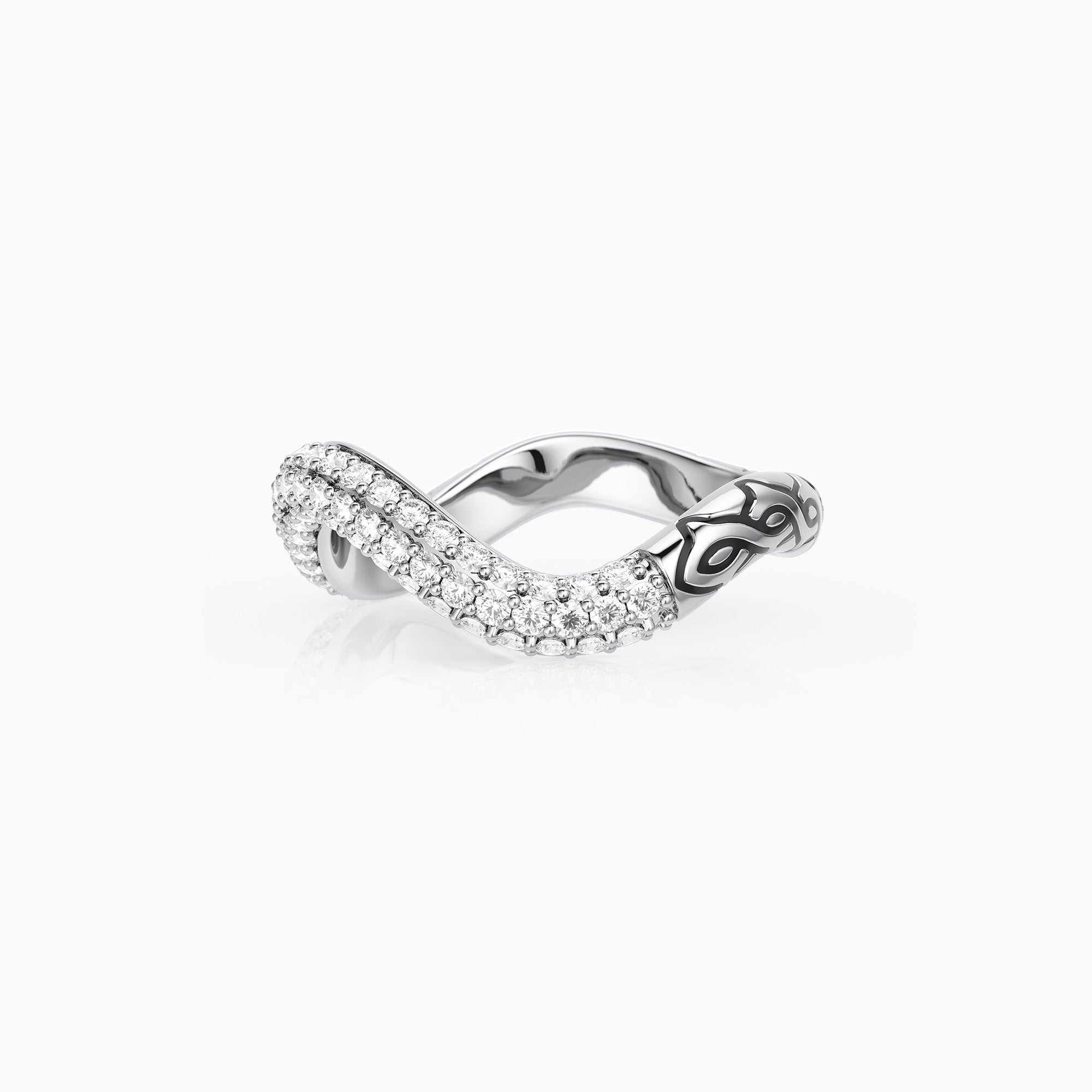 Pavé Wavy Enamel Statement Stacking Ring