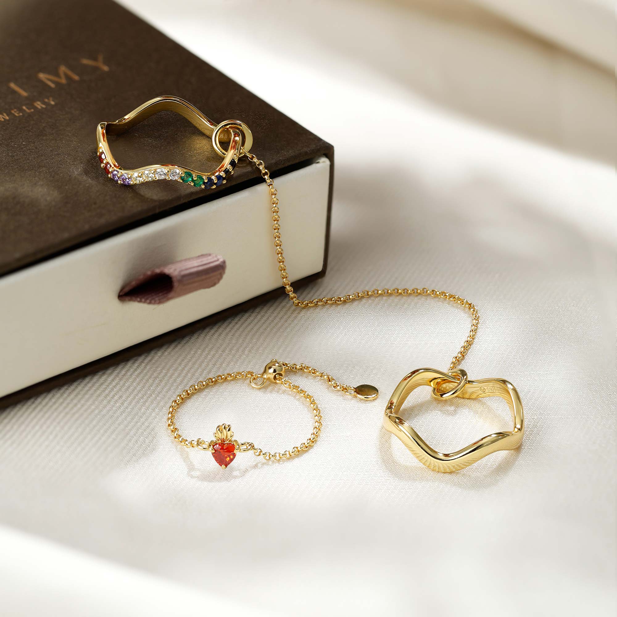 Flaming Heart Chain Ring