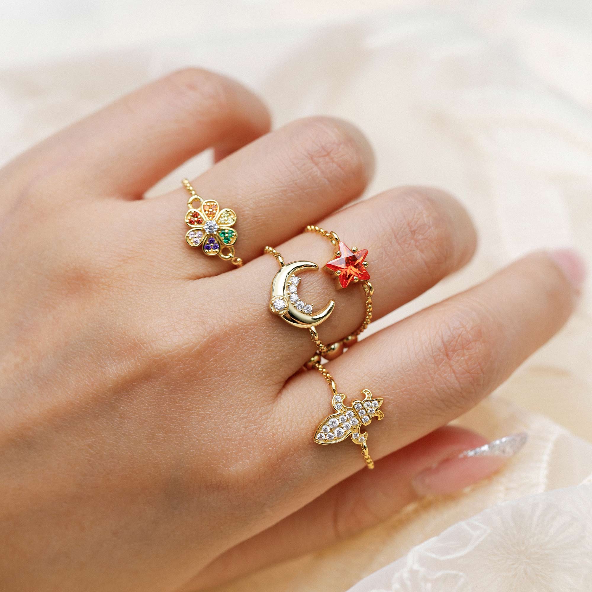 Wish Upon a Star Adjustable Chain Ring