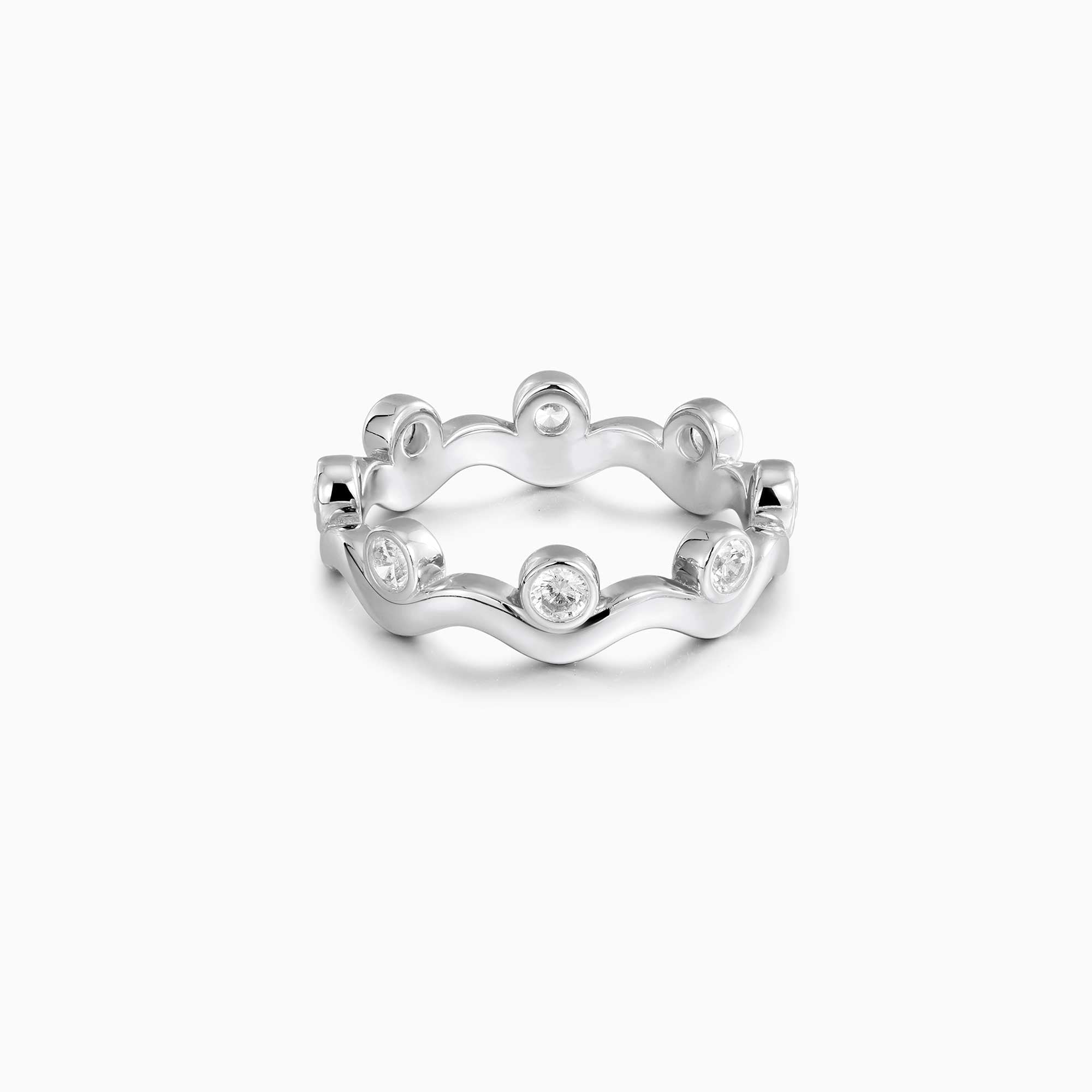 Elysian Wave Bezel Set Stacking Ring