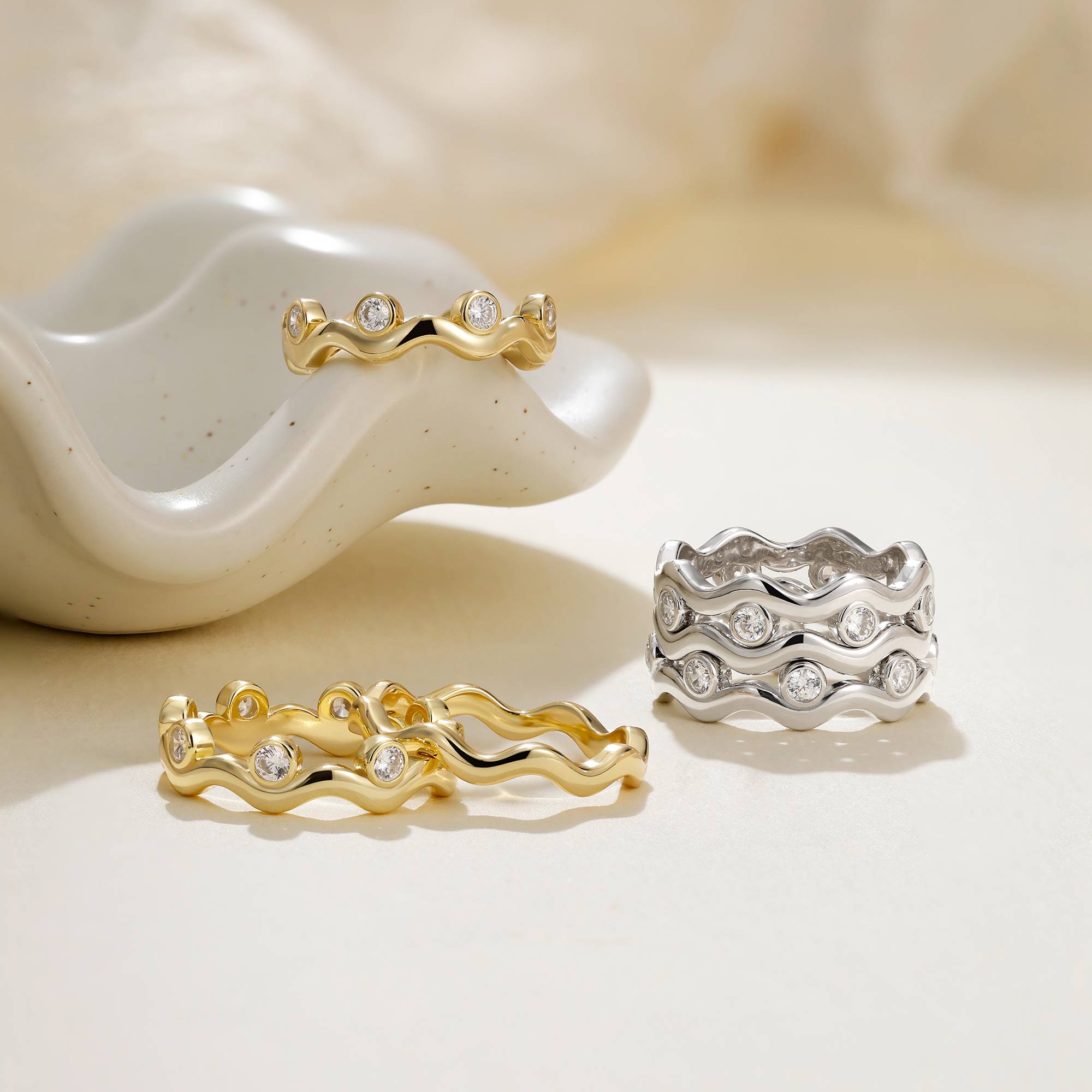 Elysian Wave Stacking Ring