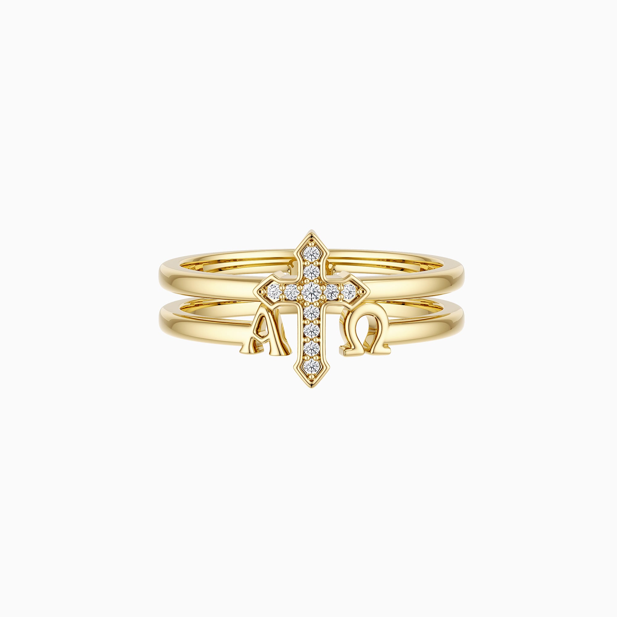 Alpha Omega Cross Double Band Ring – vanimy