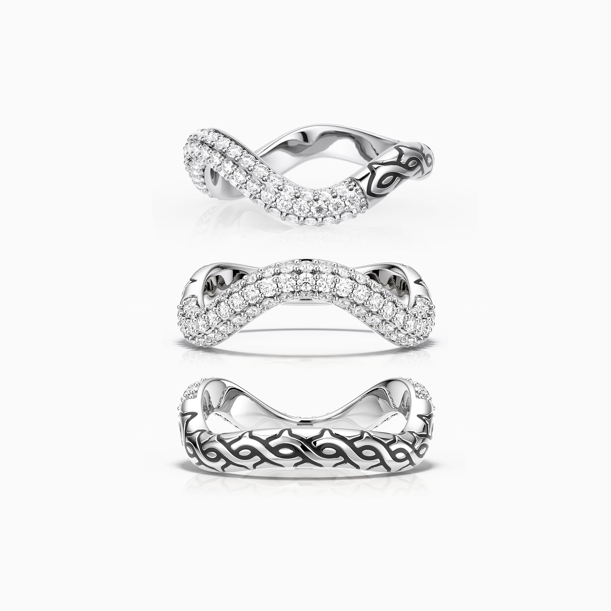 Pavé Wavy Enamel Statement Stacking Ring