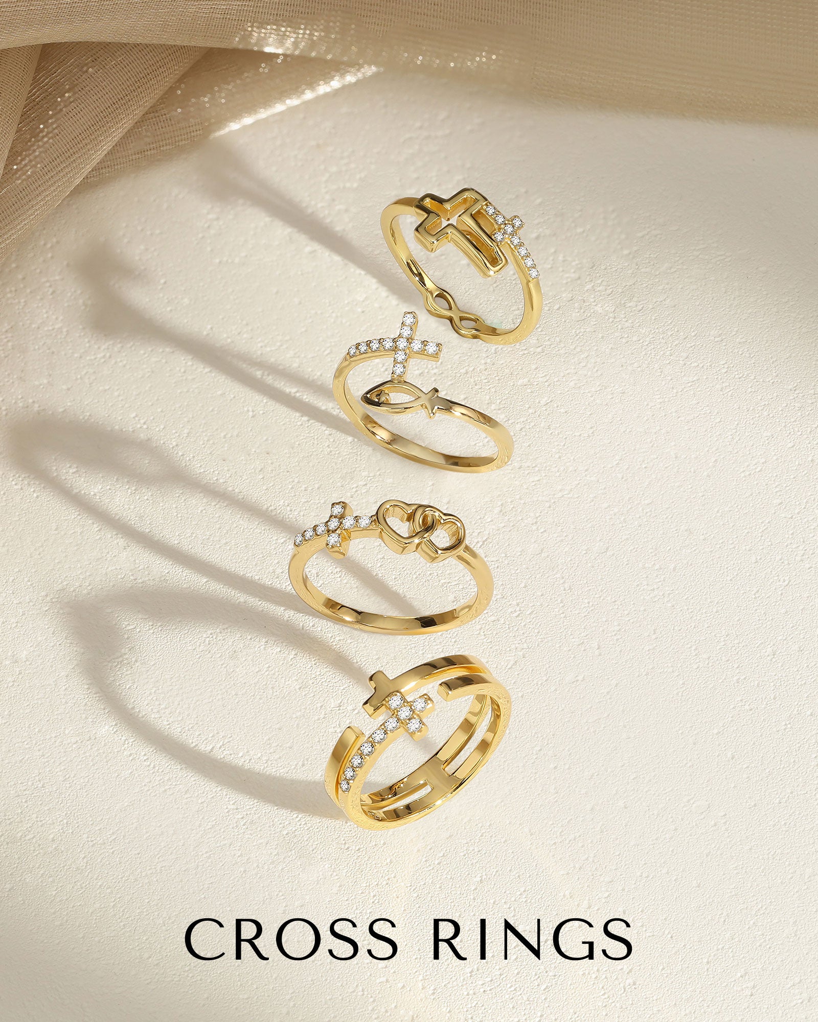 Lateral Cross Rings Faith-Inspired Cross Rings | Vanimy Jewelry