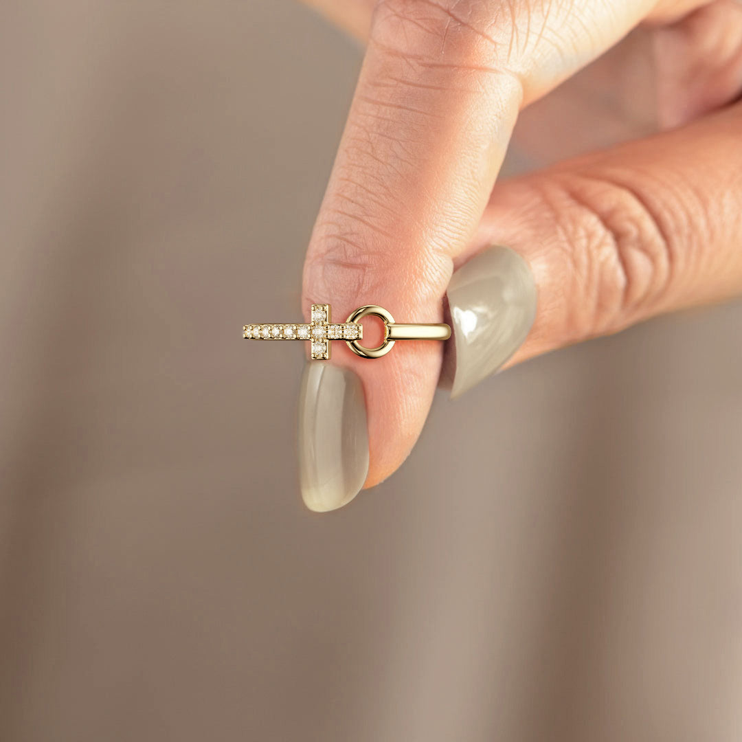 Pray Cross And Circle Ring - vanimy