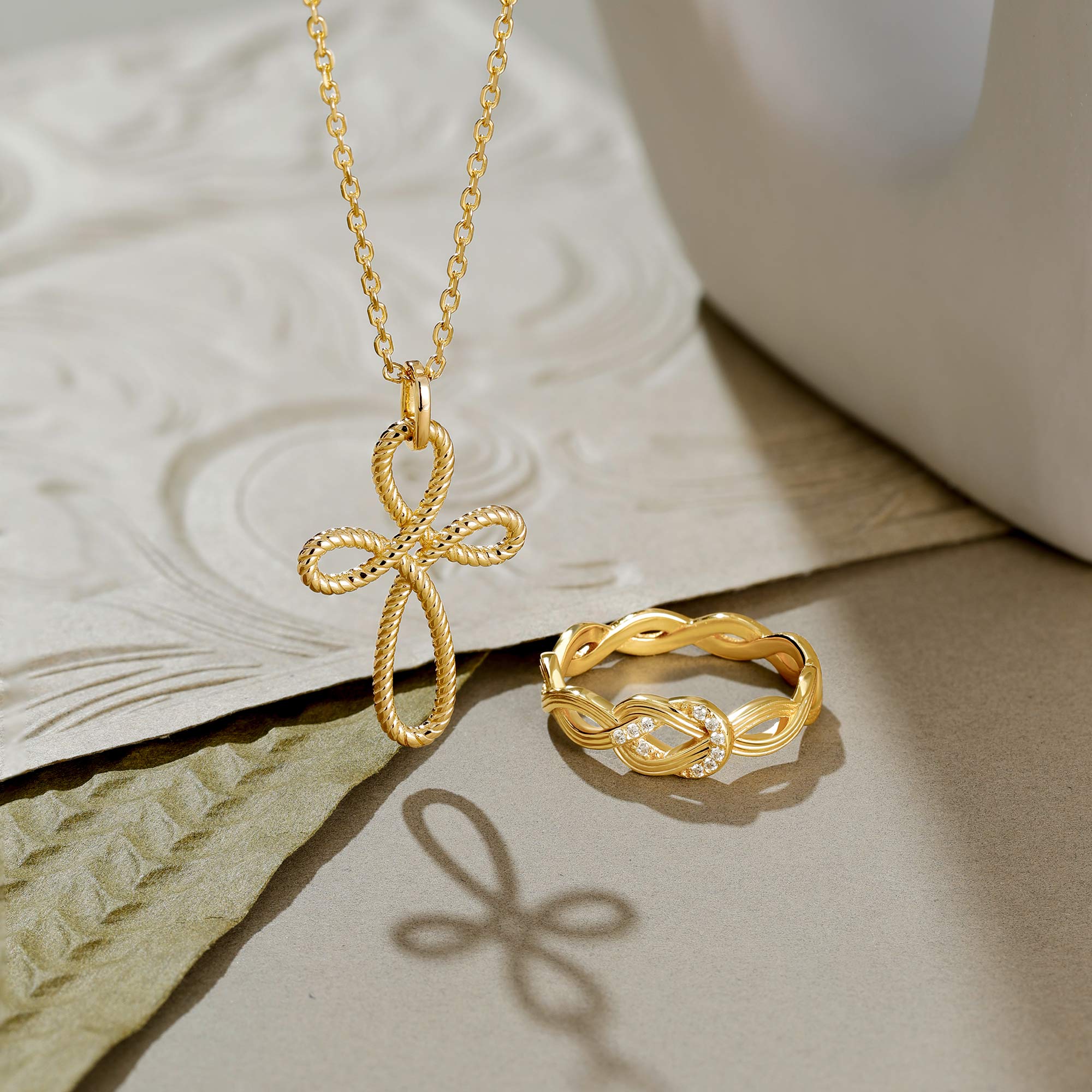 Trinity Cord Rope Cross Necklace