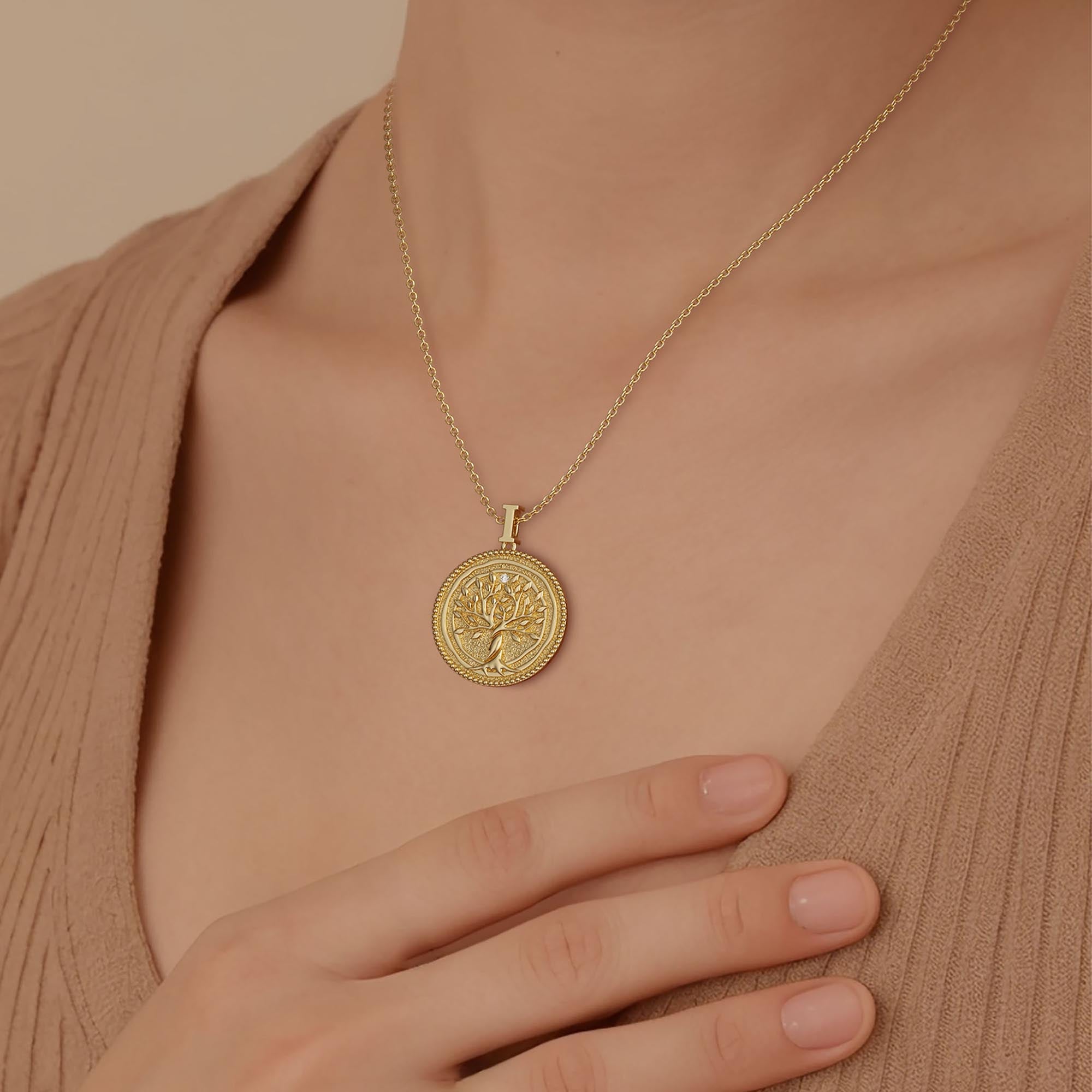 Promised Land Tree of Life Amulet Coin Medallion Necklace - vanimy