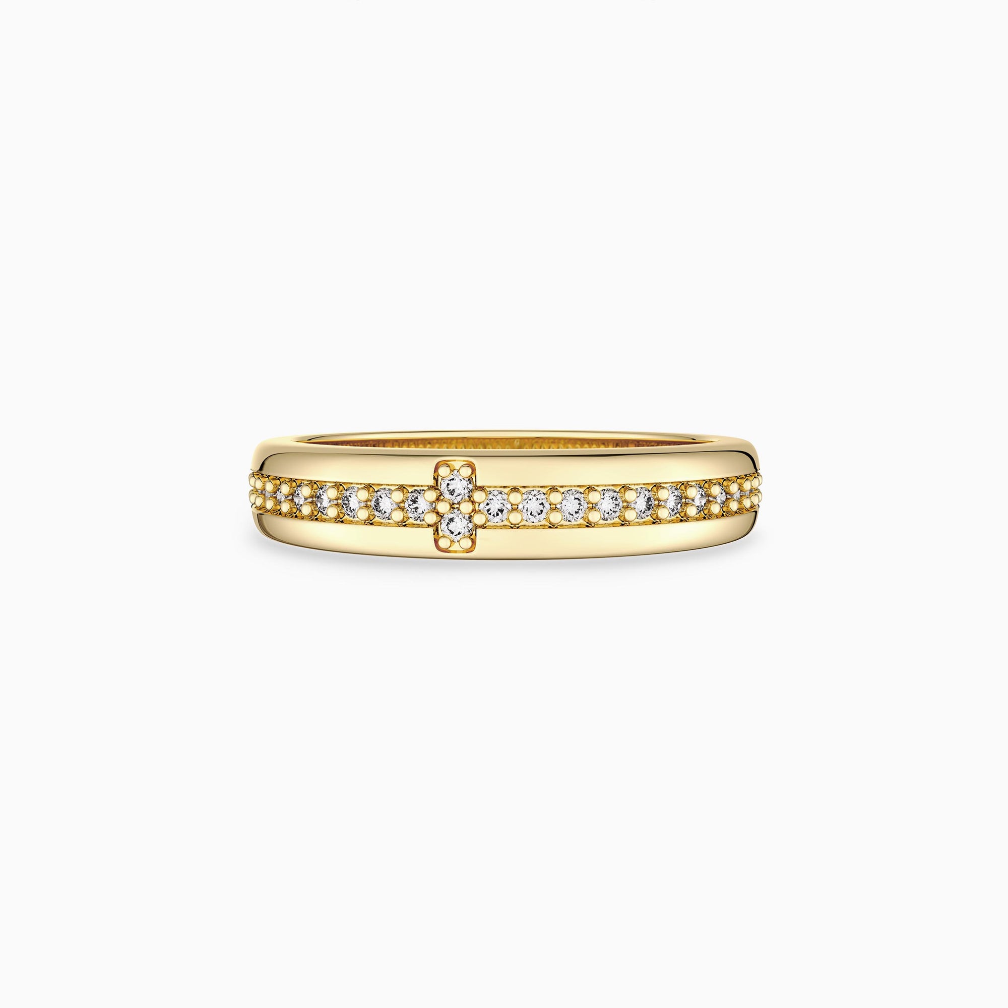 Cross Inset Band Ring - vanimy