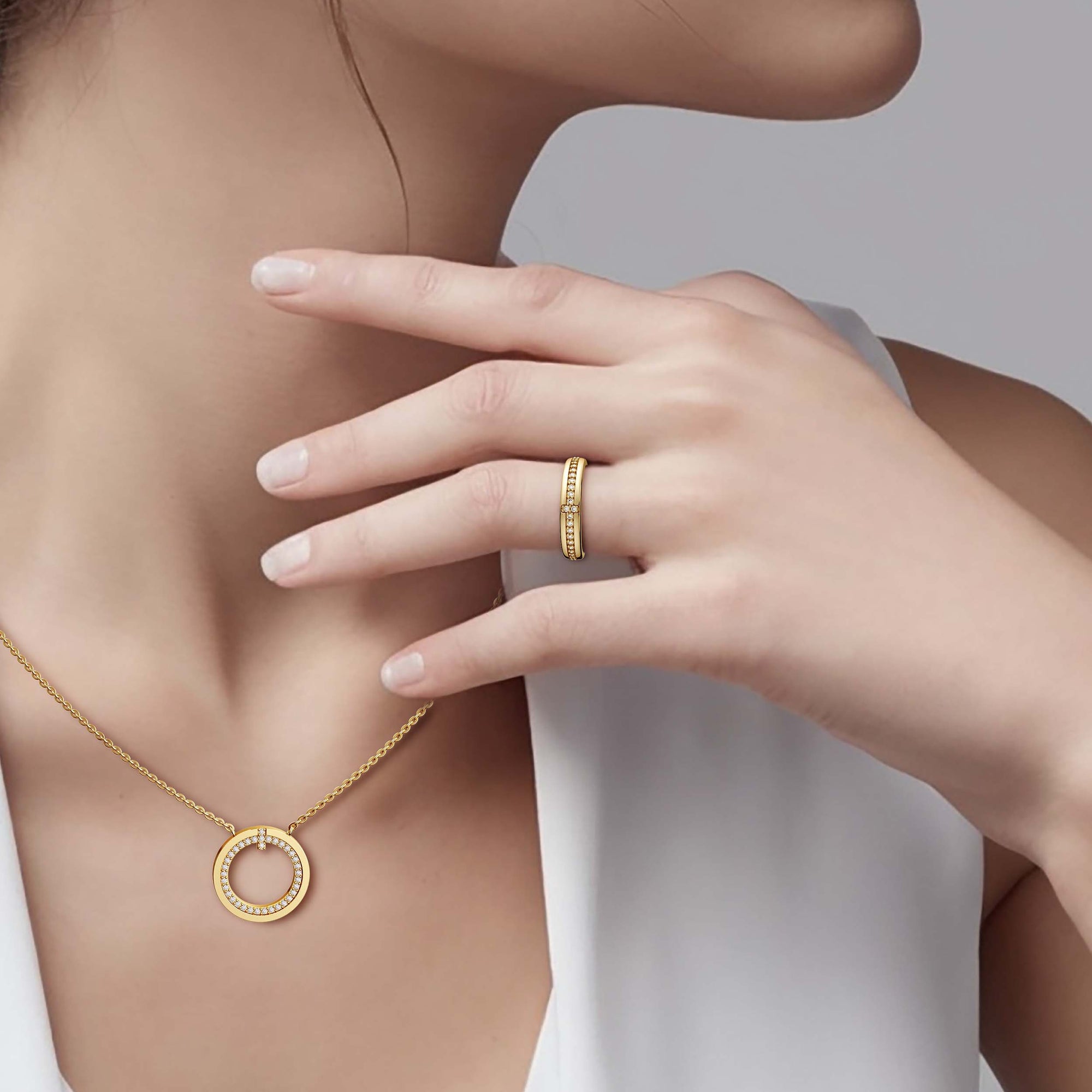 Cross Inset Band Ring - vanimy