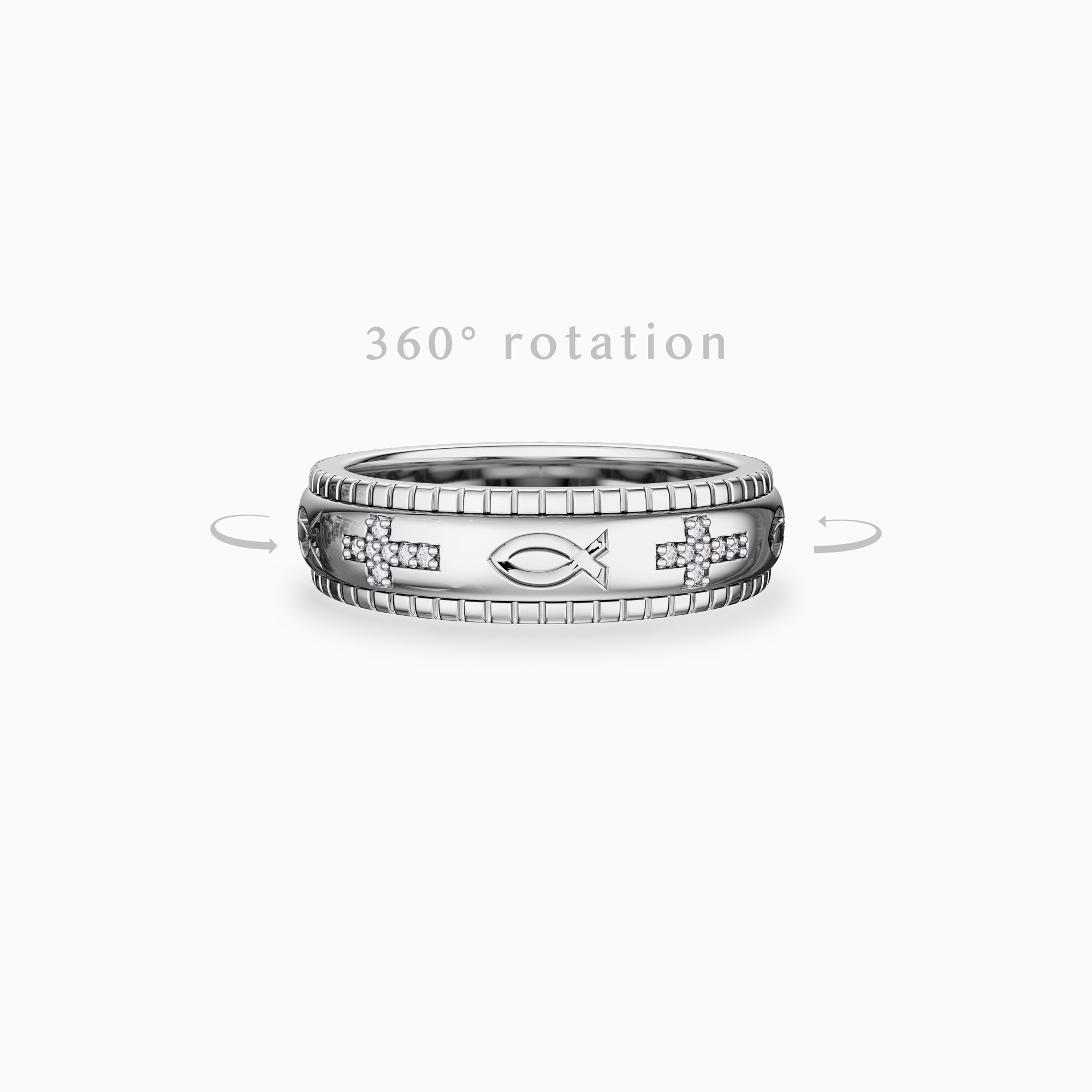 Cross Ichthys Meditations Spinner Fidget Ring For Anxiety Relief - vanimy
