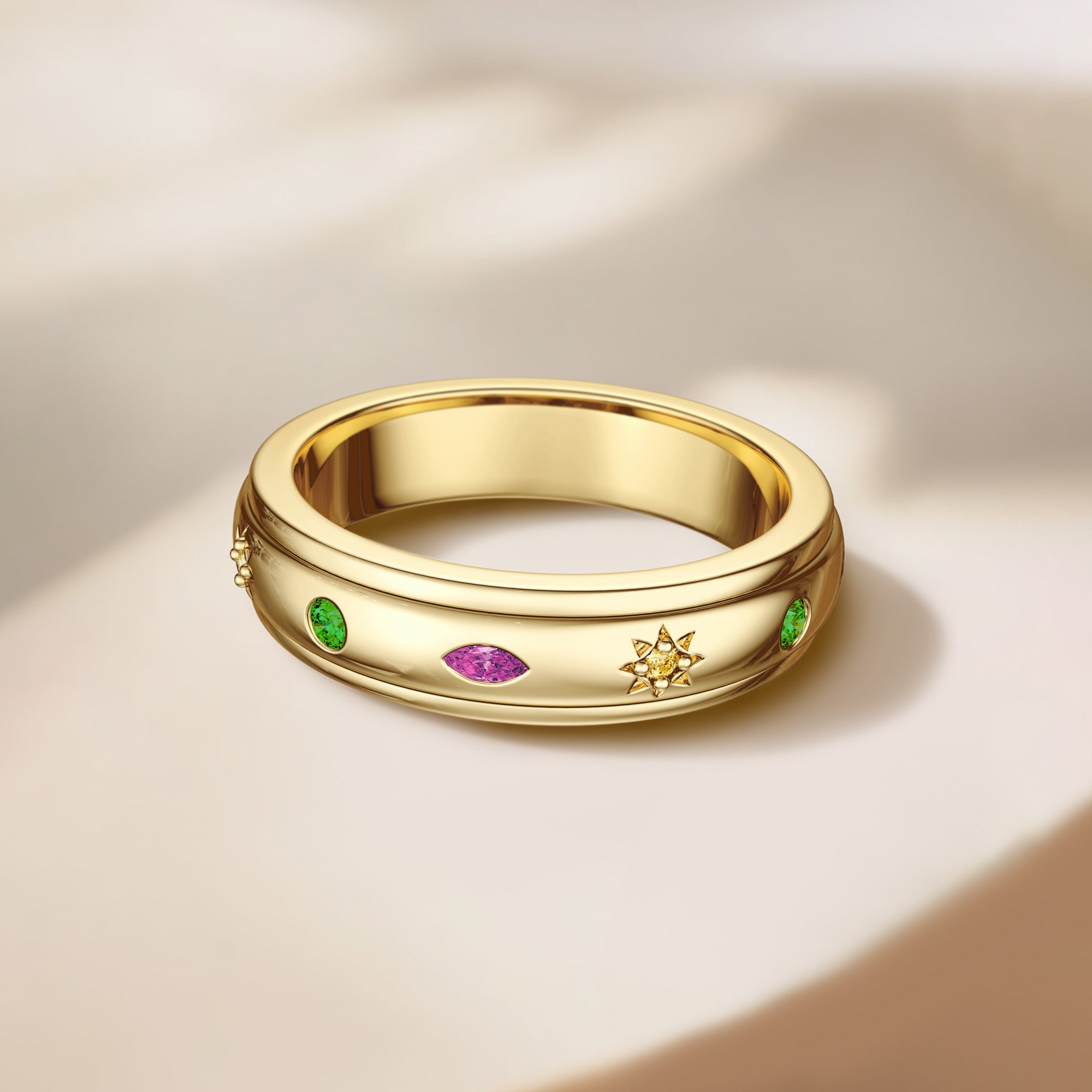 Soleil Celestial Meditations Spinner Fidget Ring For Anxiety Relief - vanimy