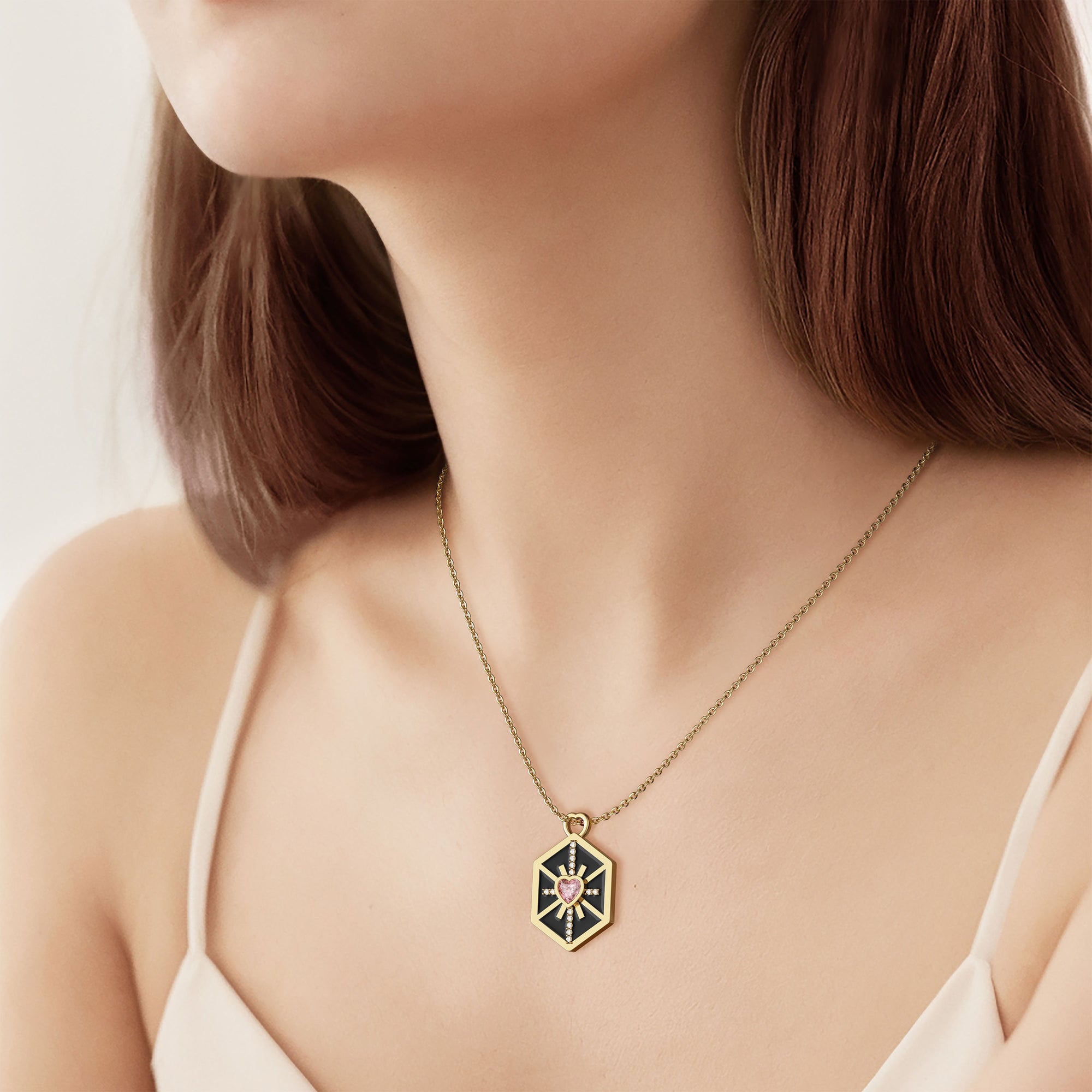 Radiate Love Enamel Token Necklace - vanimy
