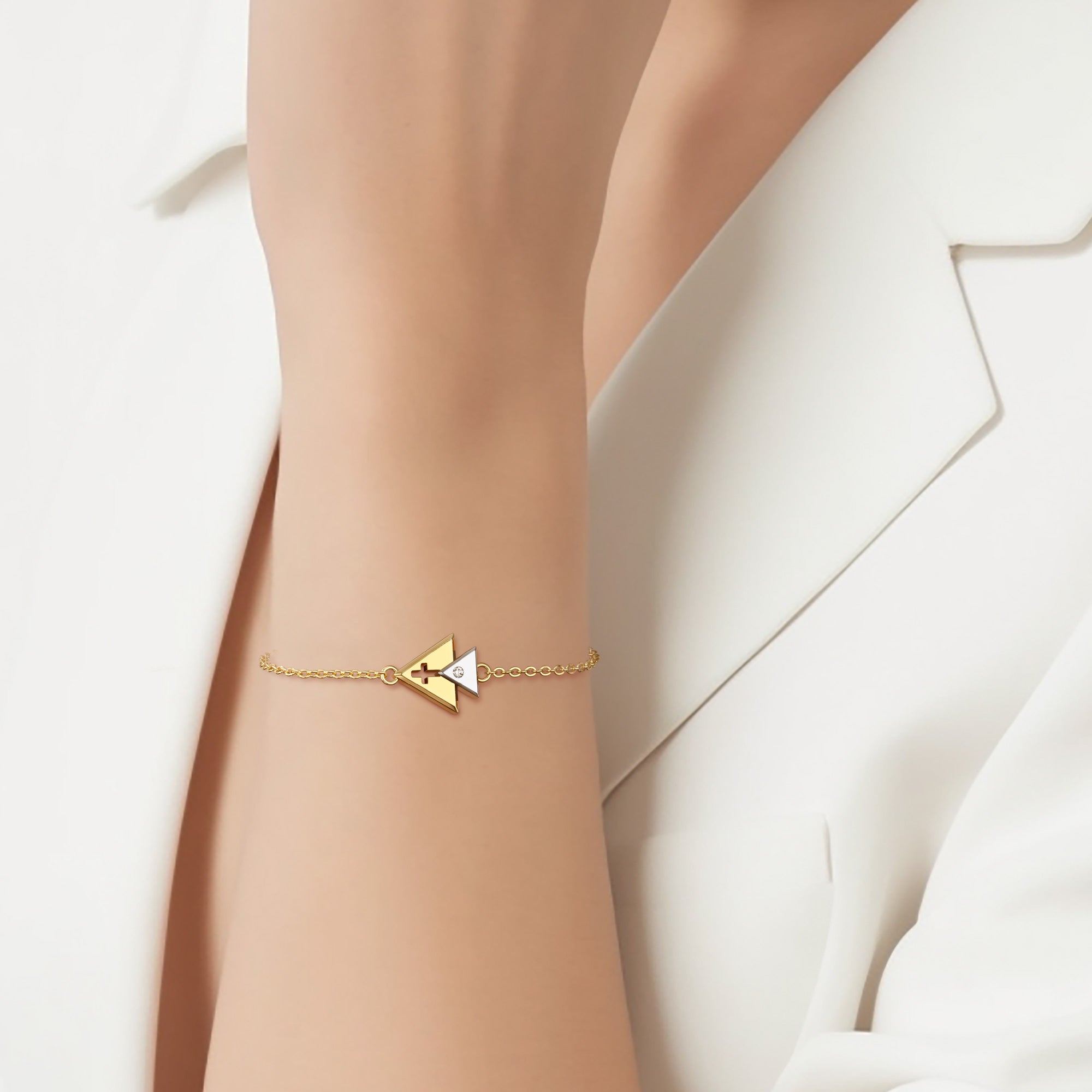 Cross Charm Trinity Triangle Bracelet - vanimy