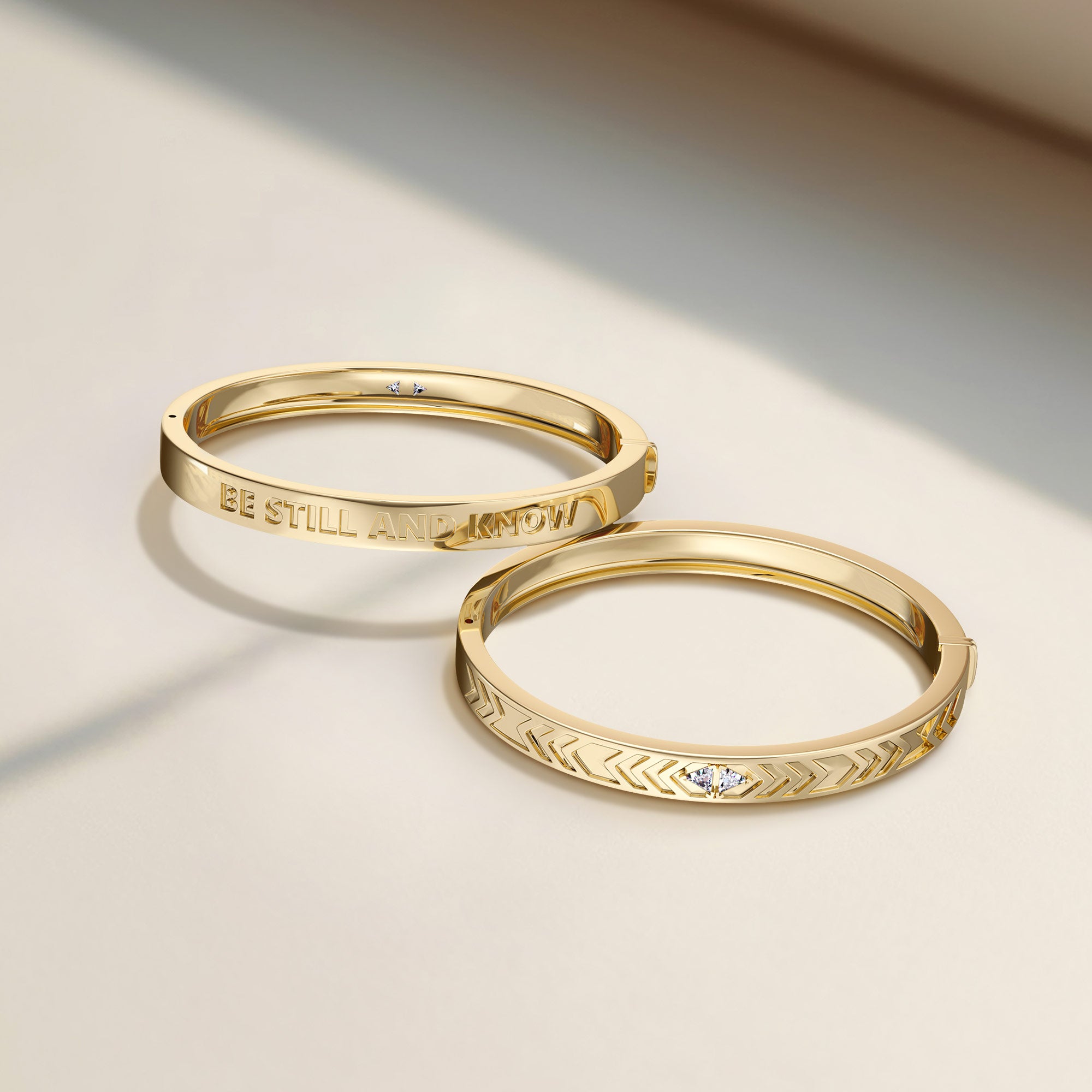 Be Still And Know Chevron Engraved Bangle - vanimy