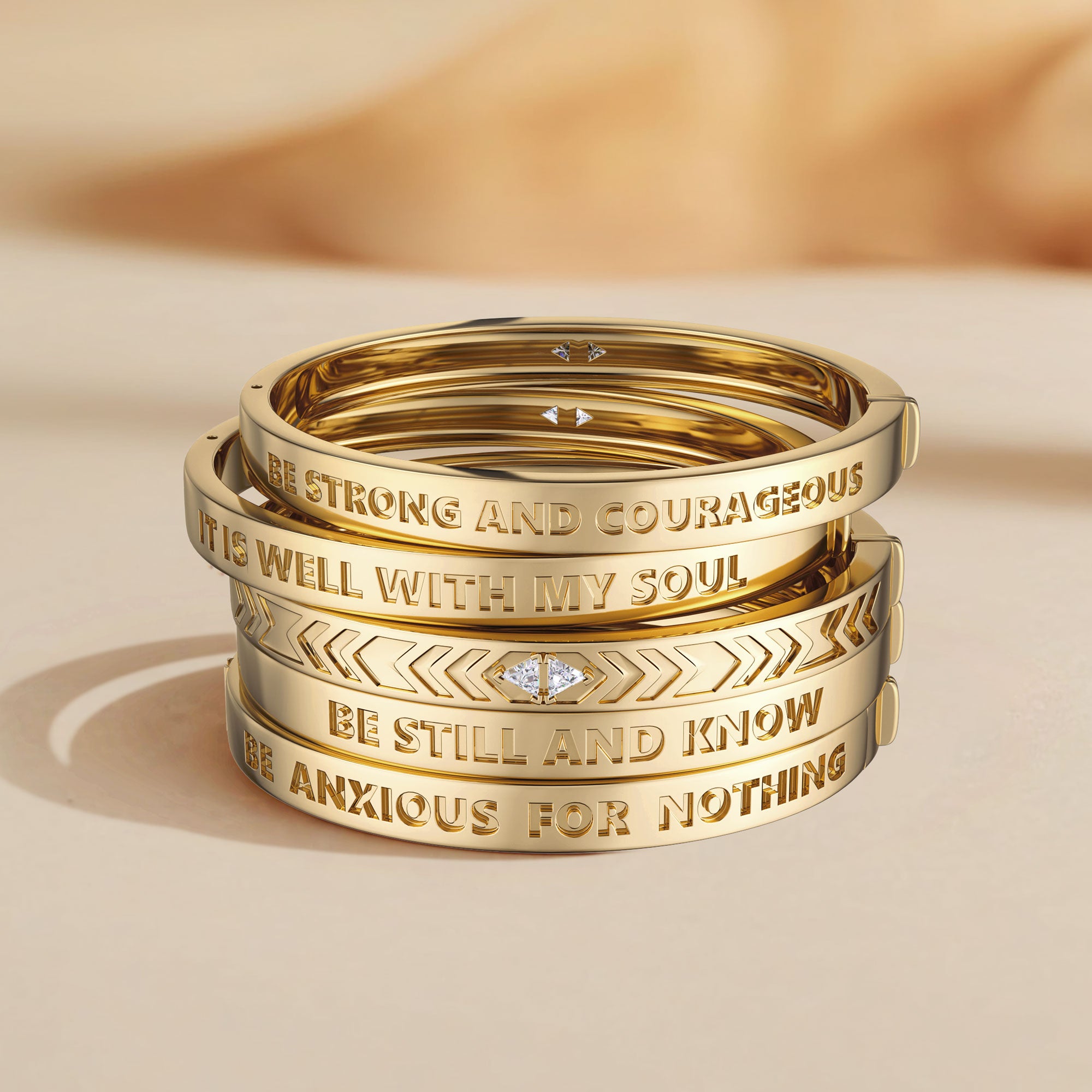 Be Still And Know Chevron Engraved Bangle - vanimy