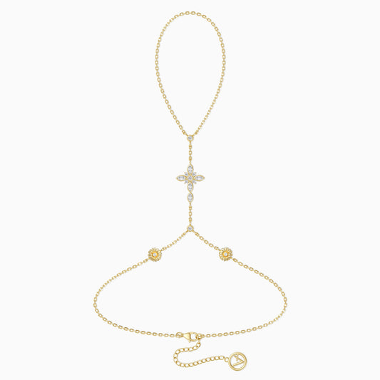 Byzantine Cross Daisy April Birth Flower Hand Chain