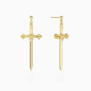 Verity Sword Cross Drop Earrings